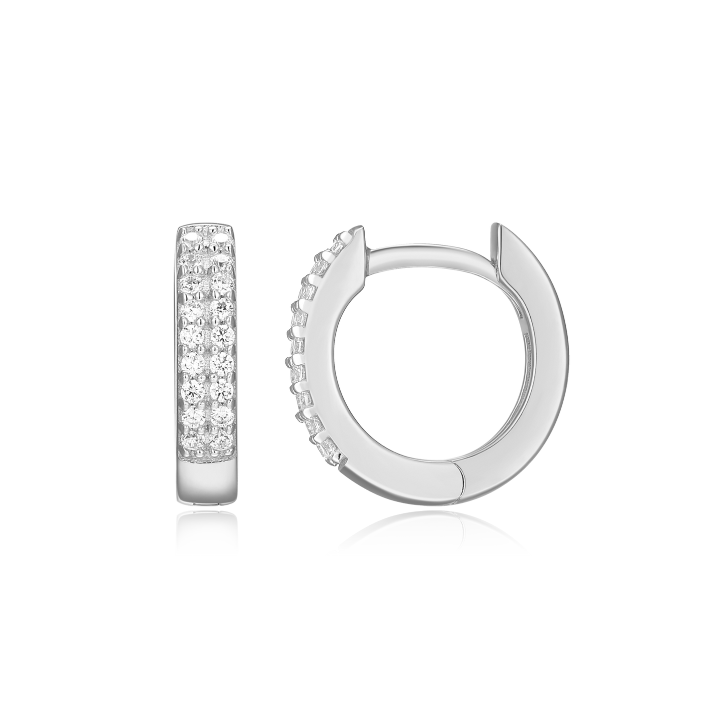 Petite Double Row Hoop Earrings in Rhodium-Plated Sterling Silver | M by Monte Luna