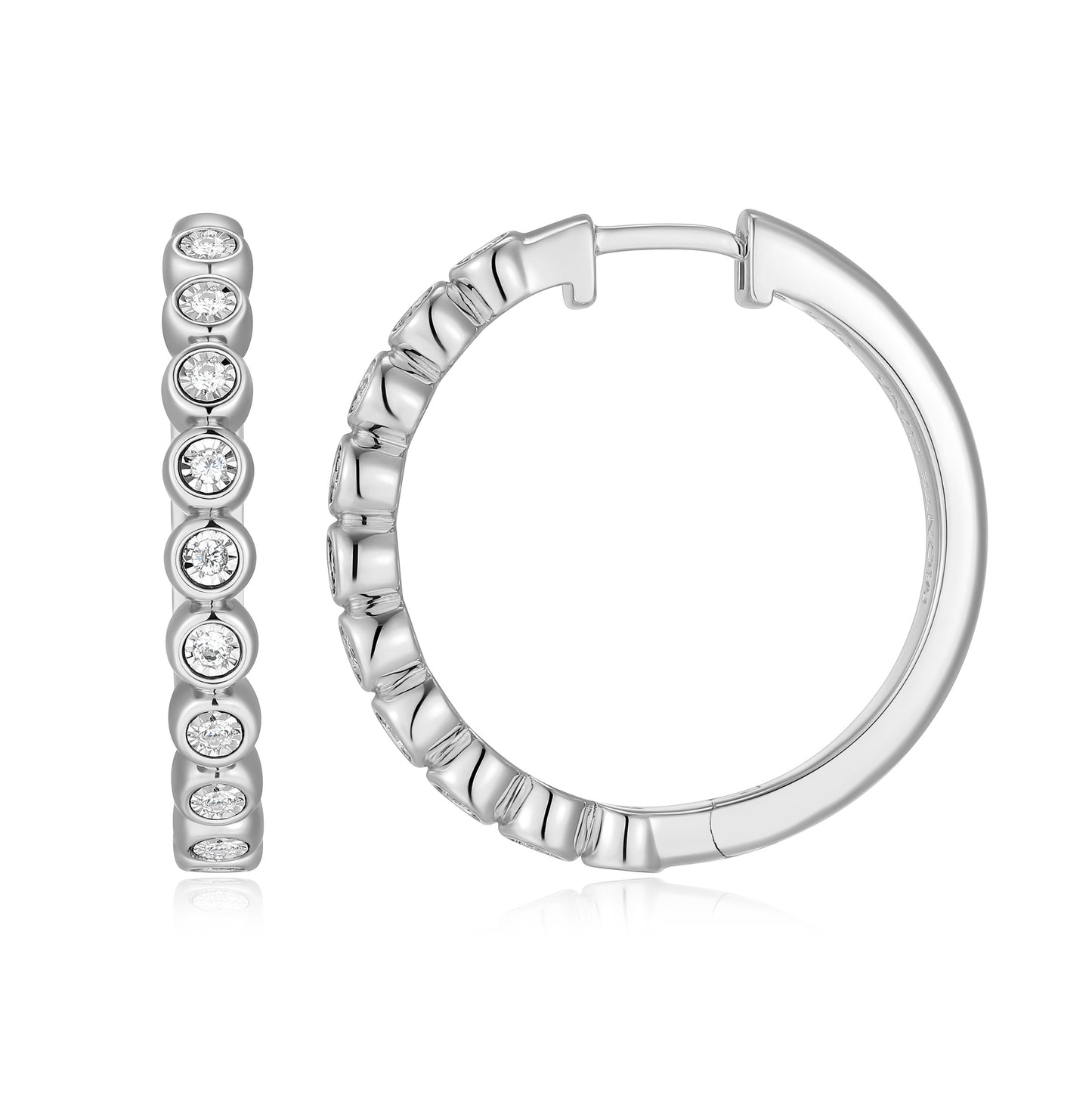 BE0260W - Bezel-Set Lab-Created Diamond Hoop Earrings | m by monte luna