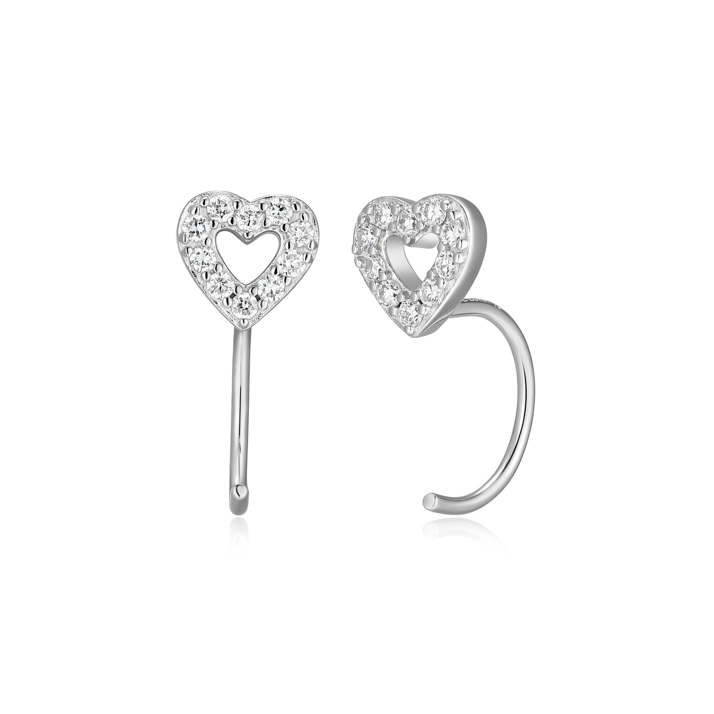 BE0315W - Pavé Heart Curved Post Earrings | m by monte luna