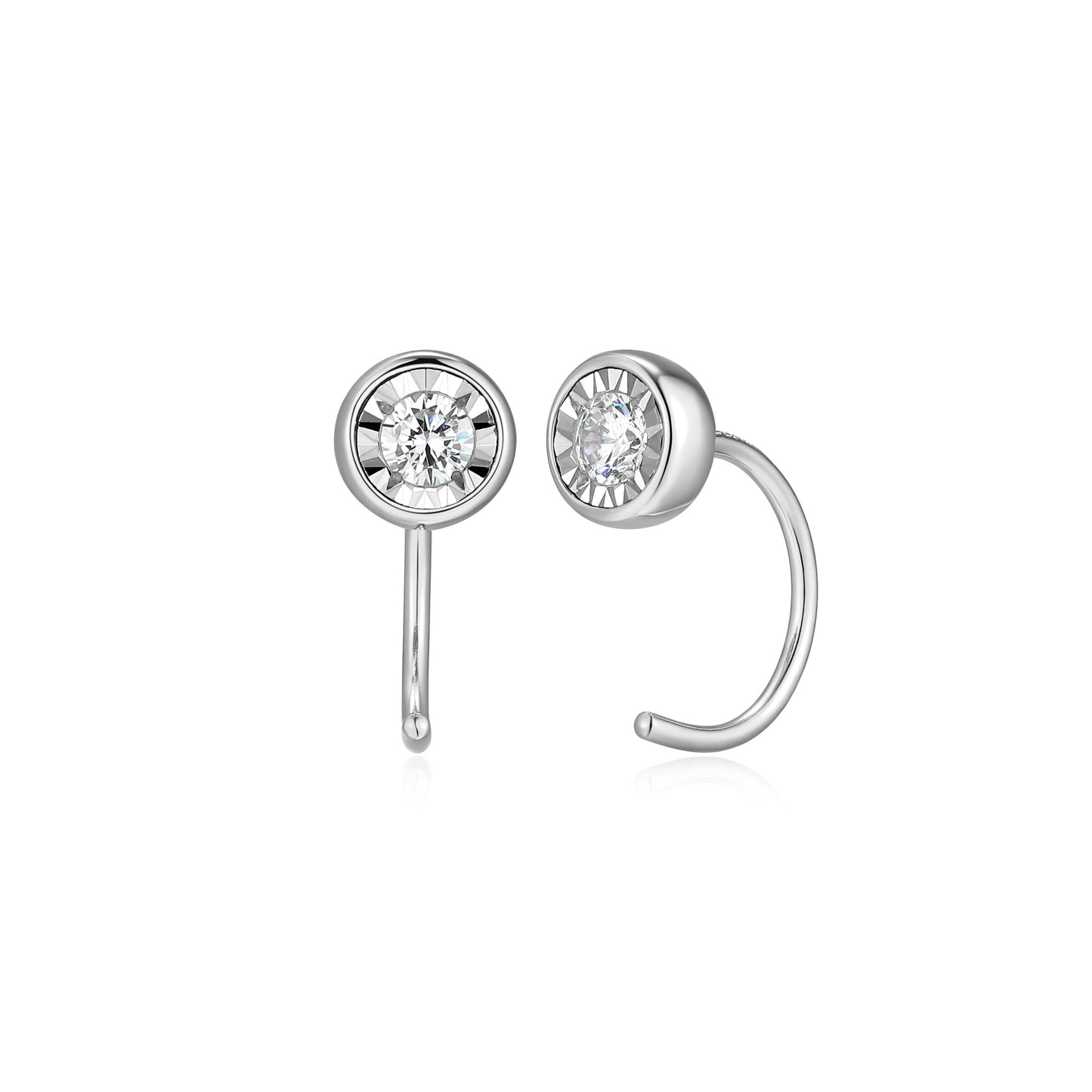 BE0314W - Round Bezel Curved Post Earrings | m by monte luna