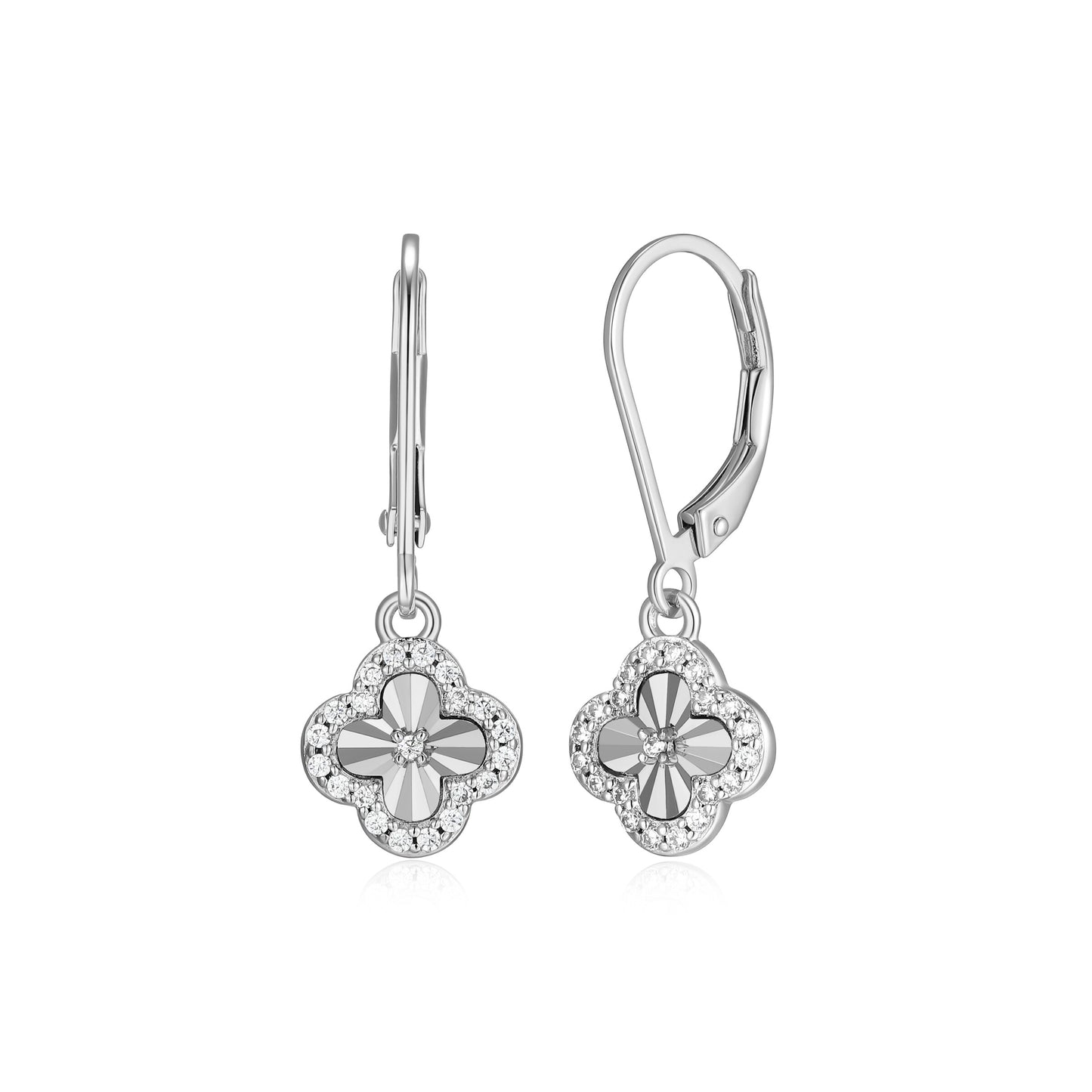 BE0309W - Sunray Clover Leverback Earrings | m by monte luna