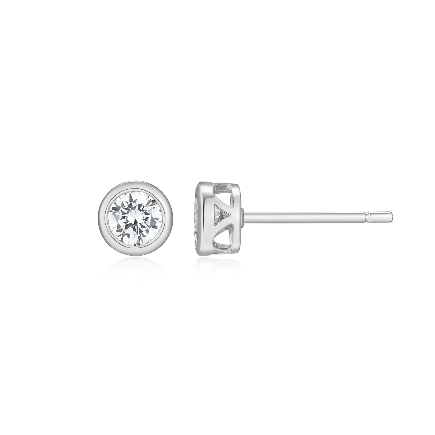 ME0143W - Bezel Solitaire 1/2 CTTW Stud Earrings | Monte Luna