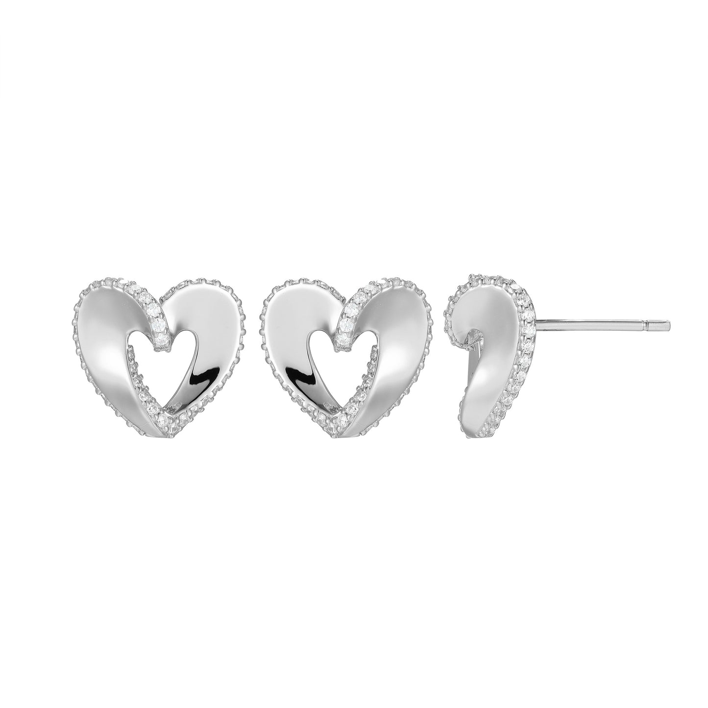 LE0249 - Ribbon Heart Stud Earrings | elle