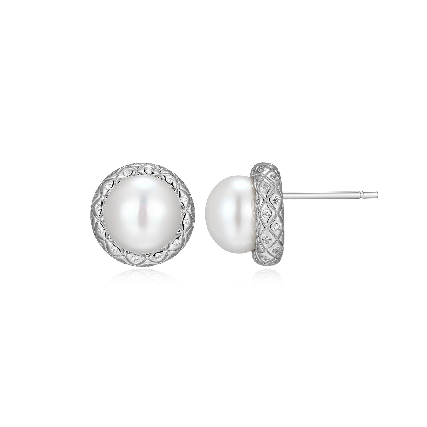 CE0215 - Quilted Freshwater Pearl Stud Earrings | Paris 1901