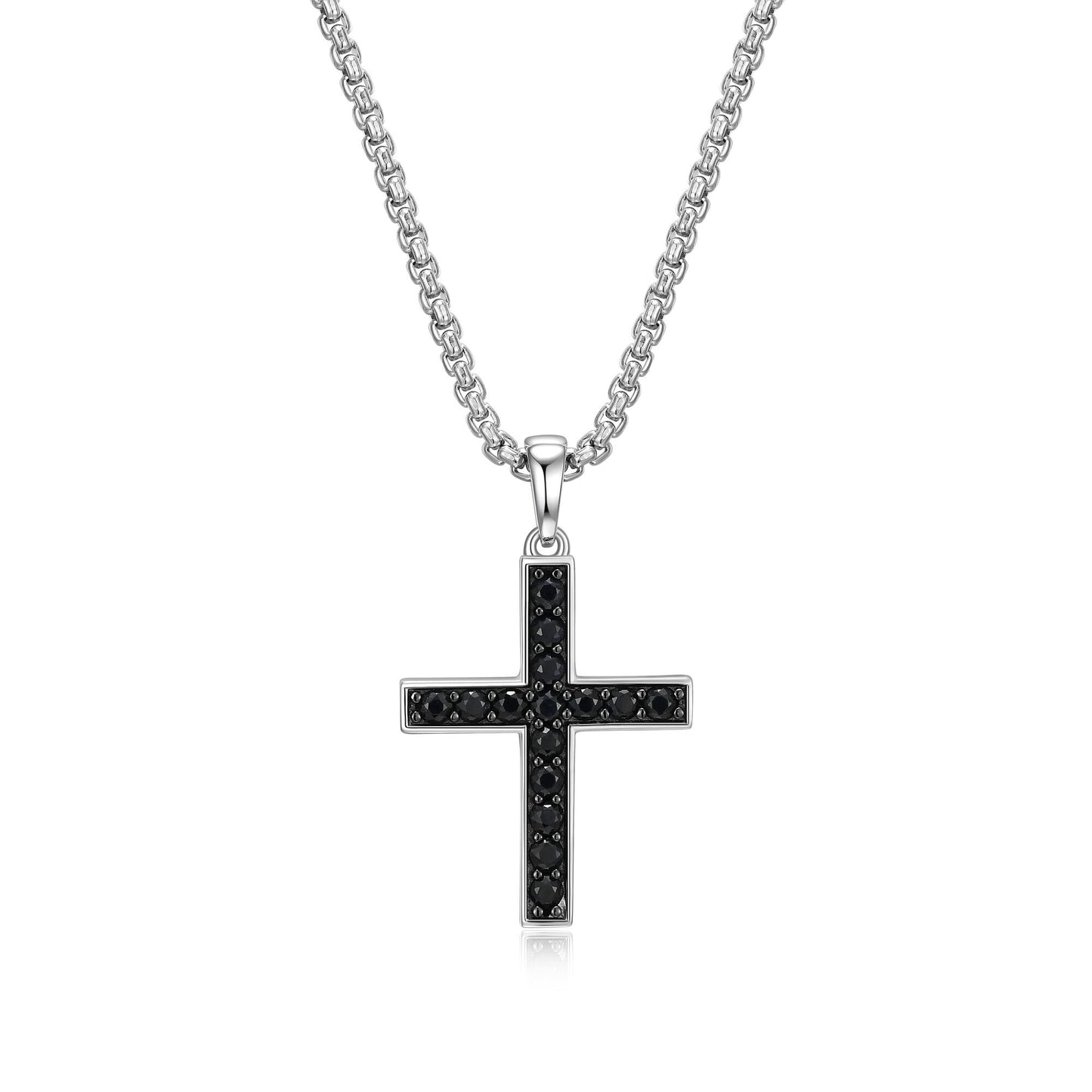 Black Ice Rhodium-Plated Sterling Silver Cross Pendant Necklace | ethos