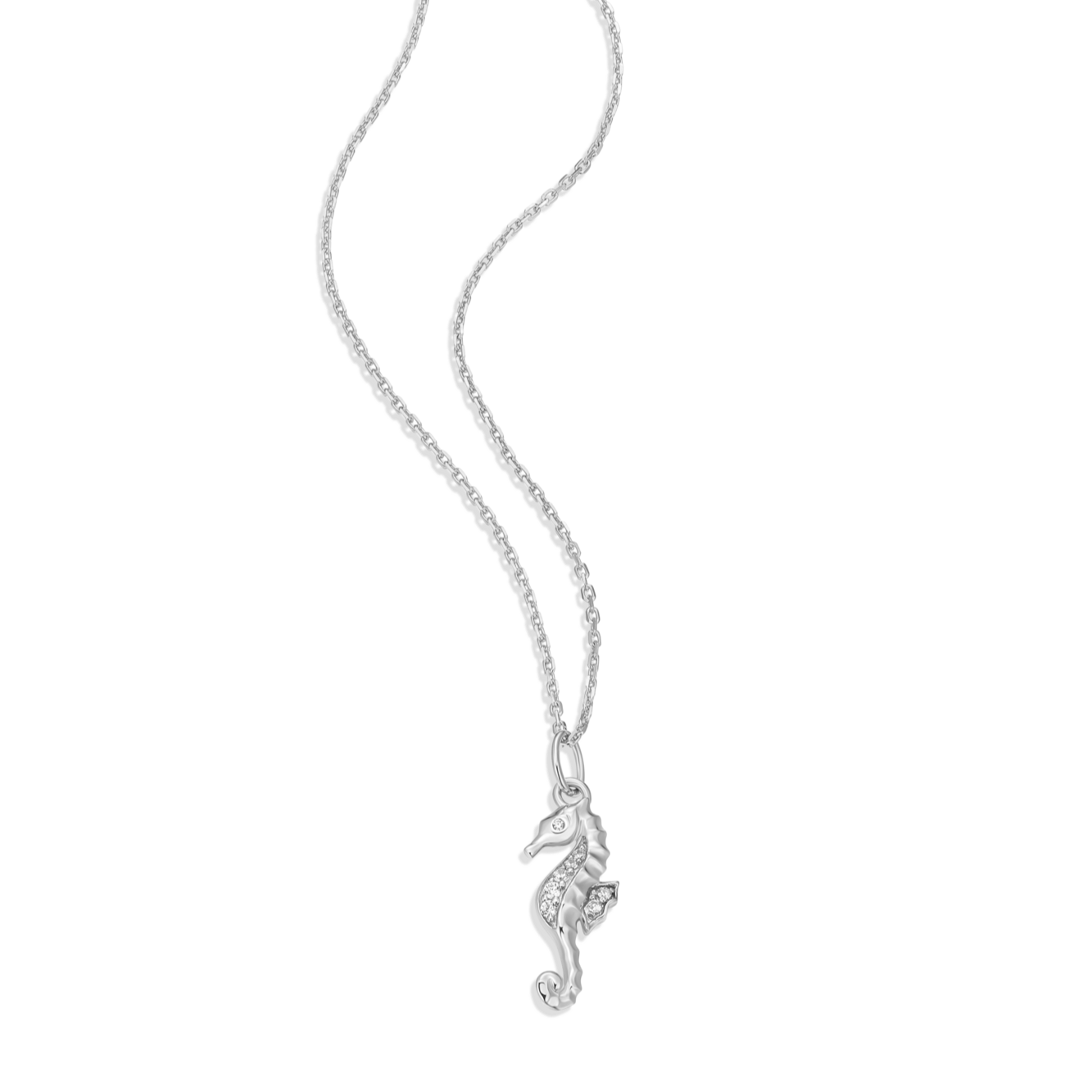 Seahorse Pendant Necklace in Rhodium-Plated Sterling Silver | M by Monte Luna