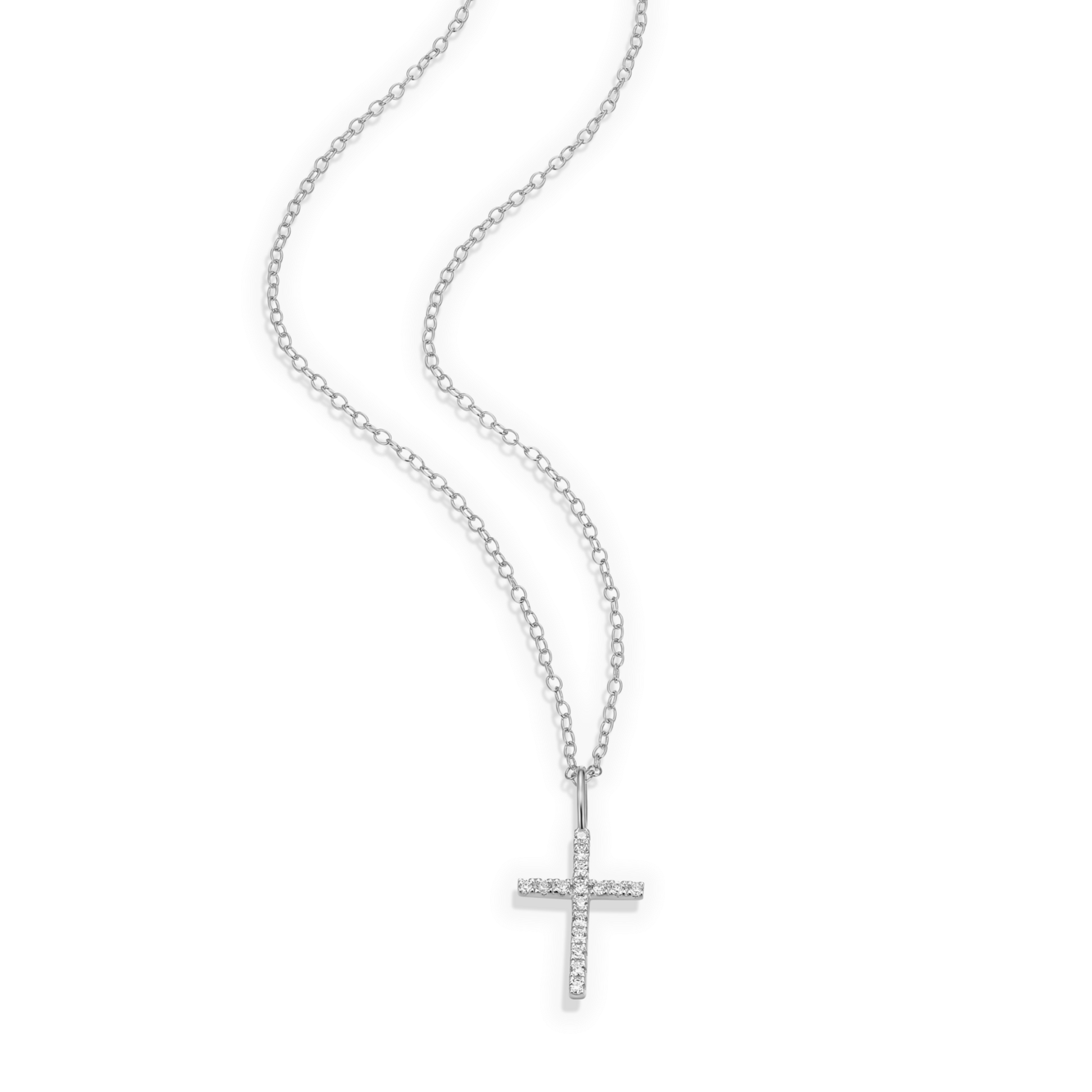 Cross Pendant Necklace in Rhodium-Plated Sterling Silver | M by Monte Luna