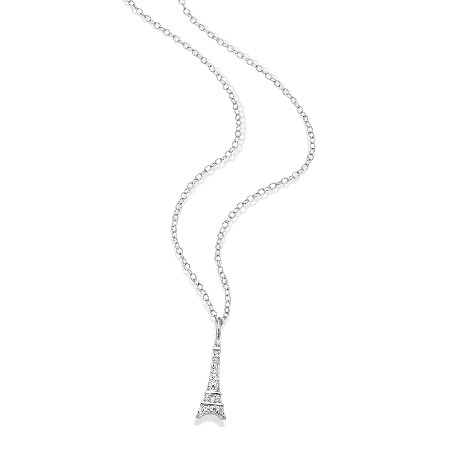Eiffel Tower Lab-Created Diamond Pendant Necklace in Rhodium-Plated Sterling Silver | M by Monte Luna
