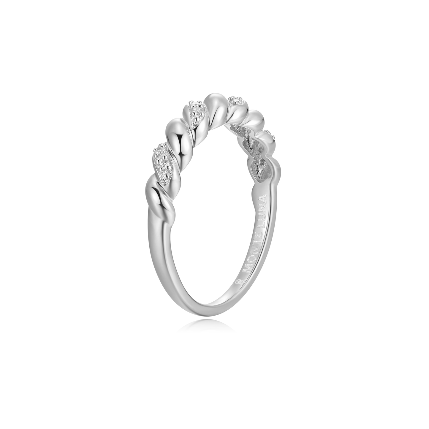 Twist Stackable Ring in Rhodium-Plated Sterling Silver | M by Monte Luna