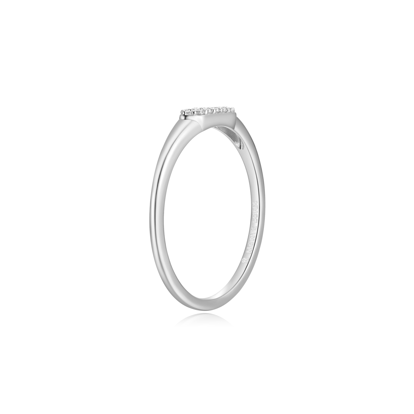 Long Hex Stackable Ring in Rhodium-Plated Sterling Silver | M by Monte Luna