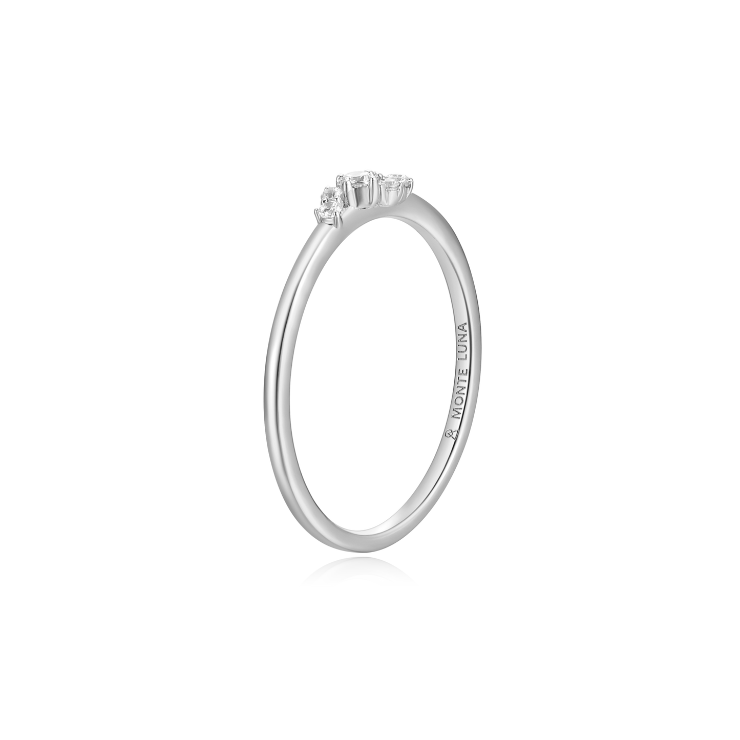 Scattered Lab-Created Diamond Stackable Ring in Rhodium-Plated Sterling Silver | M by Monte Luna