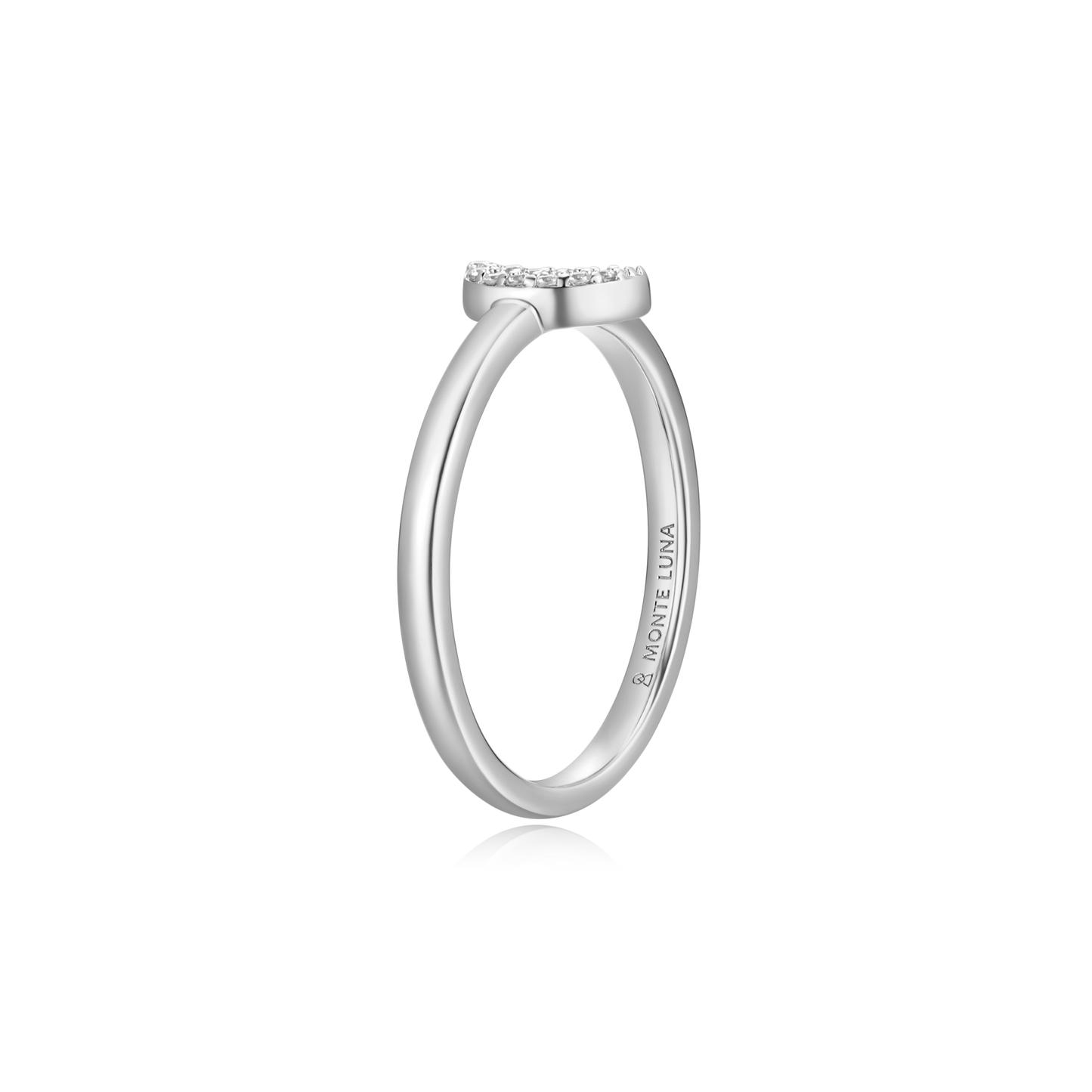 Crescent Statement Ring in Rhodium-Plated Sterling Silver | M by Monte Luna