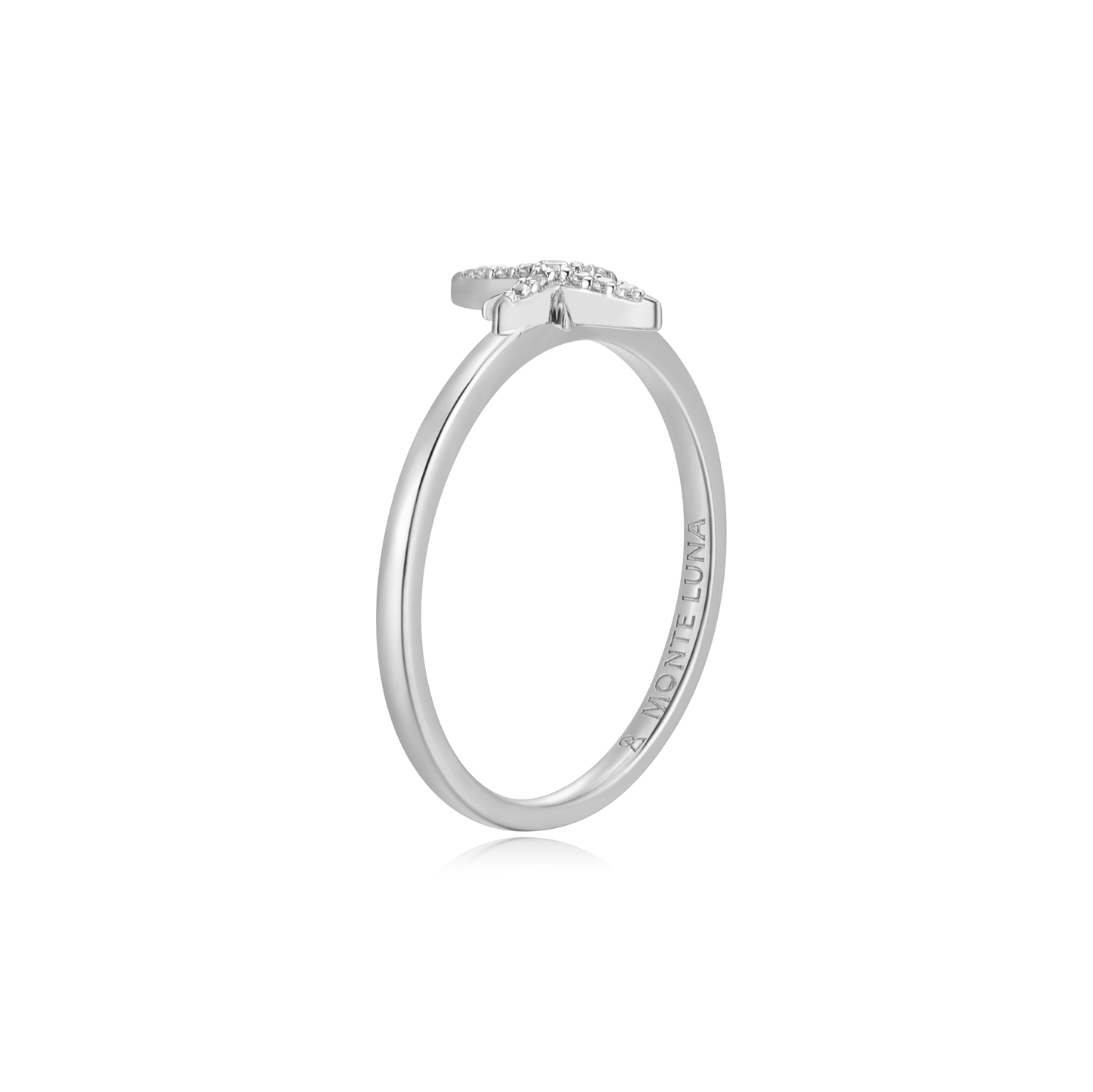 North Star Statement Ring in Rhodium-Plated Sterling Silver | M by Monte Luna