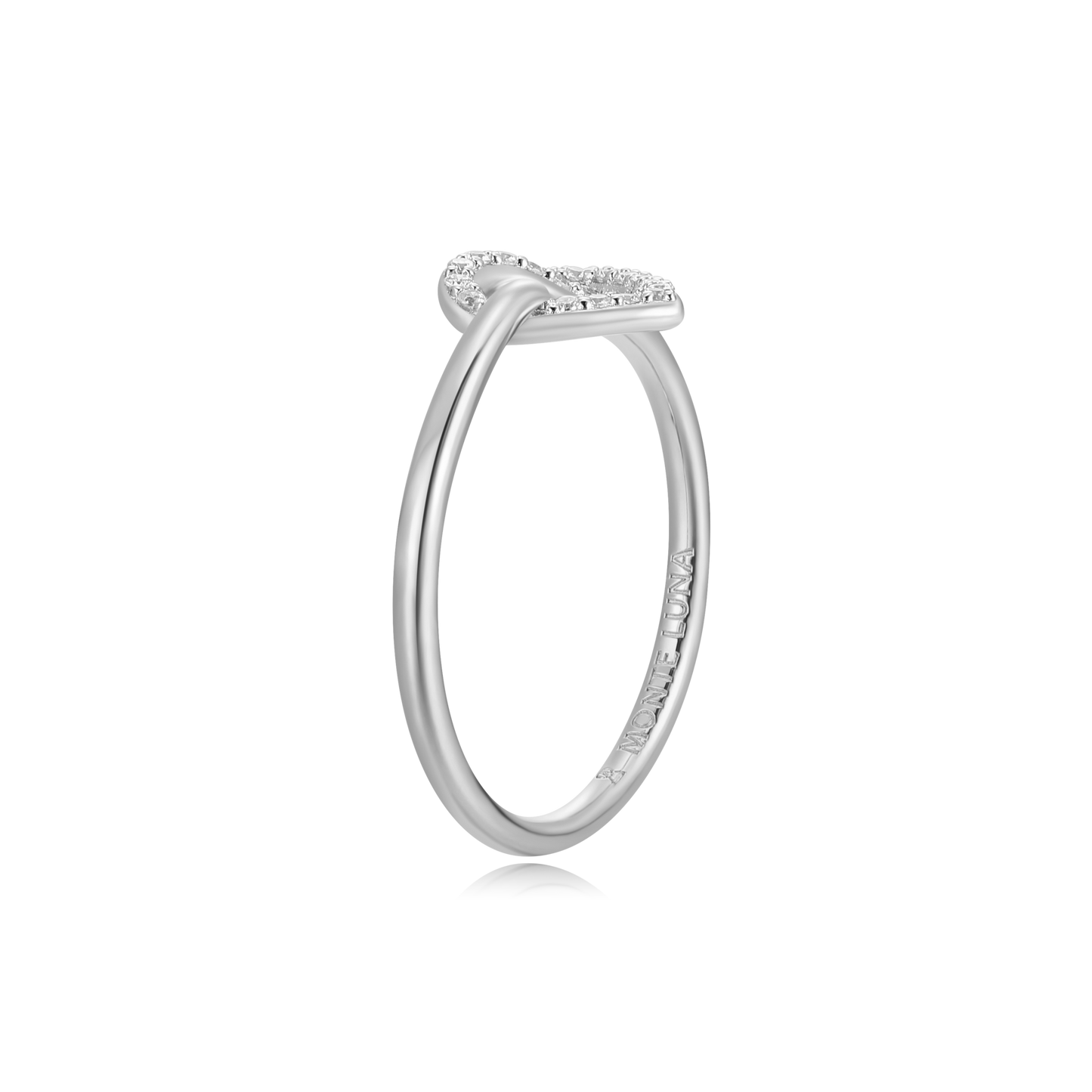 Knotted Heart Statement Ring in Rhodium-Plated Sterling Silver | M by Monte Luna