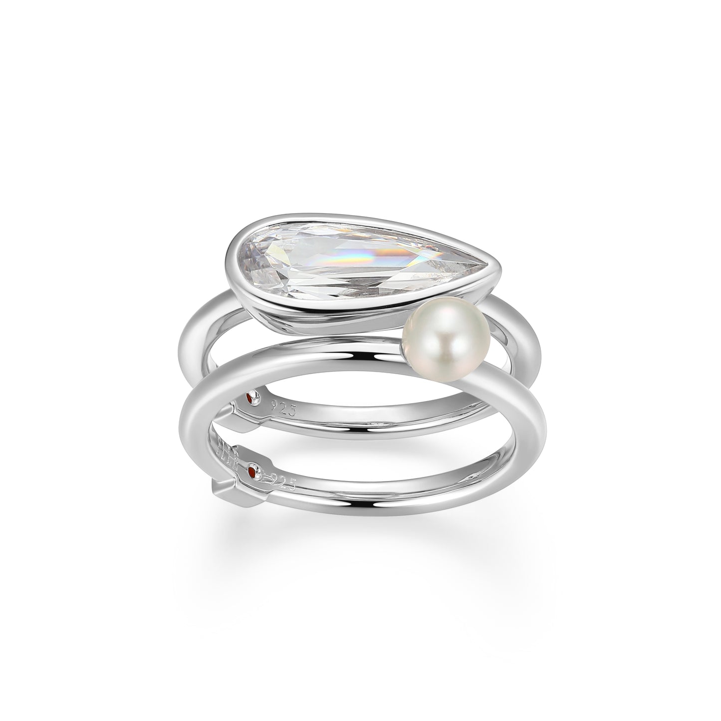 LR02886 - Lustre Freshwater Pearl Ring Set | elle