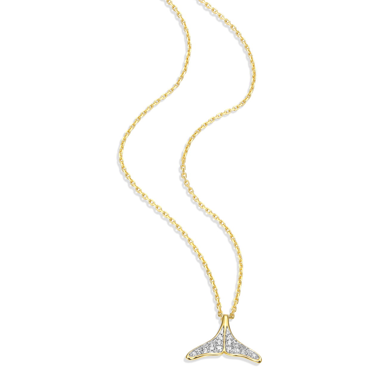 Whale Tail Pendant Necklace in 14K Yellow Gold-Plated Sterling Silver | M by Monte Luna