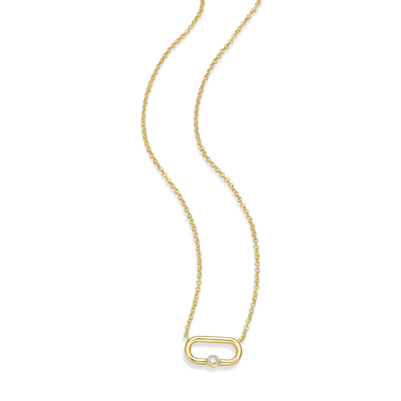 Paperclip & Lab-Created Diamond Accent Pendant Necklace in 14K Yellow Gold-Plated Sterling Silver | M by Monte Luna