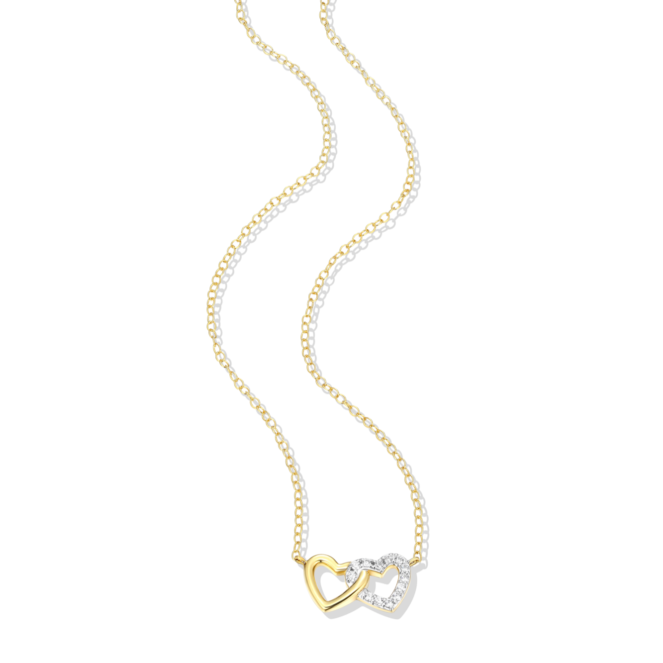 Open Twin Heart Necklace in 14K Yellow Gold-Plated Sterling Silver | M by Monte Luna
