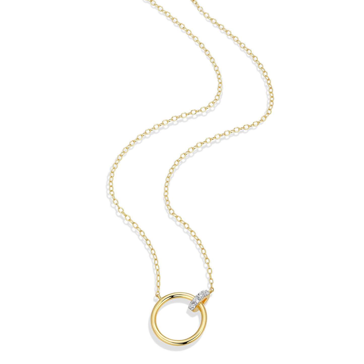Open Circle Link Lab-Created Diamond Necklace in 14K Gold & Rhodium-Plated Sterling Silver | M by Monte Luna