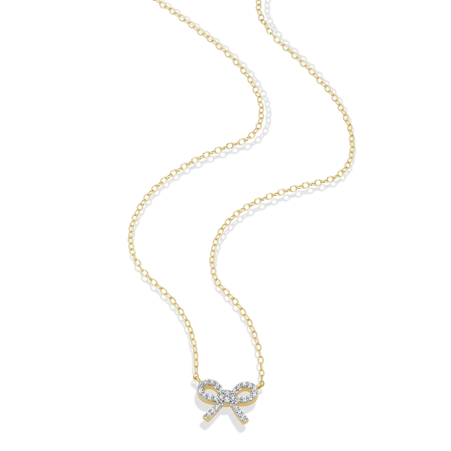 Ribbon Bow Lab-Created Diamond Charm Necklace in 14K Gold & Rhodium-Plated Sterling Silver | M by Monte Luna