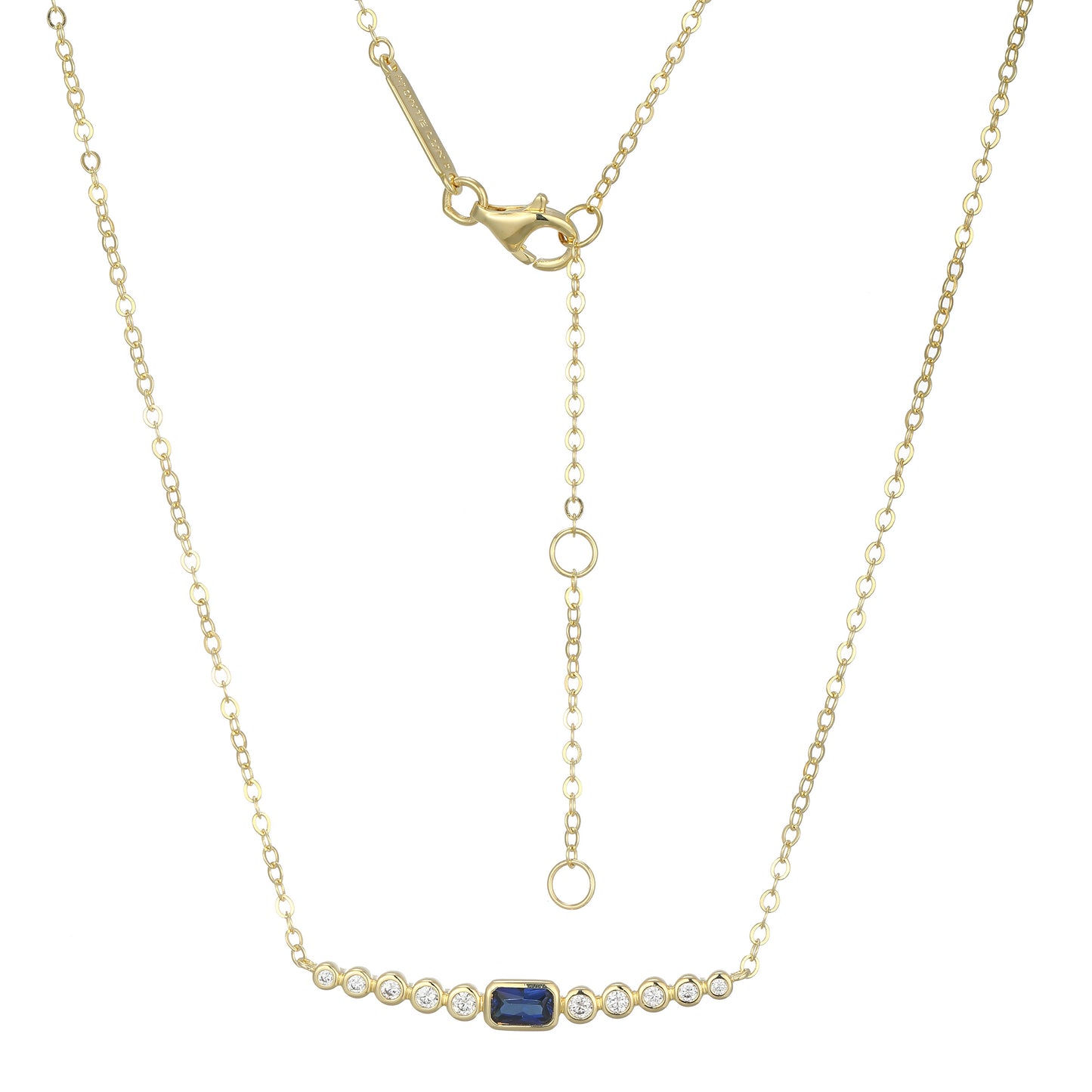 BN0252Y - Lab-Created Blue Sapphire & Lab-Created Diamond Bar Necklace | m by monte luna