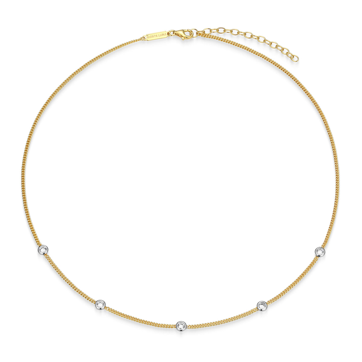 MN0133Y - Two-Tone Station Curb Chain Neck;ace | Monte Luna