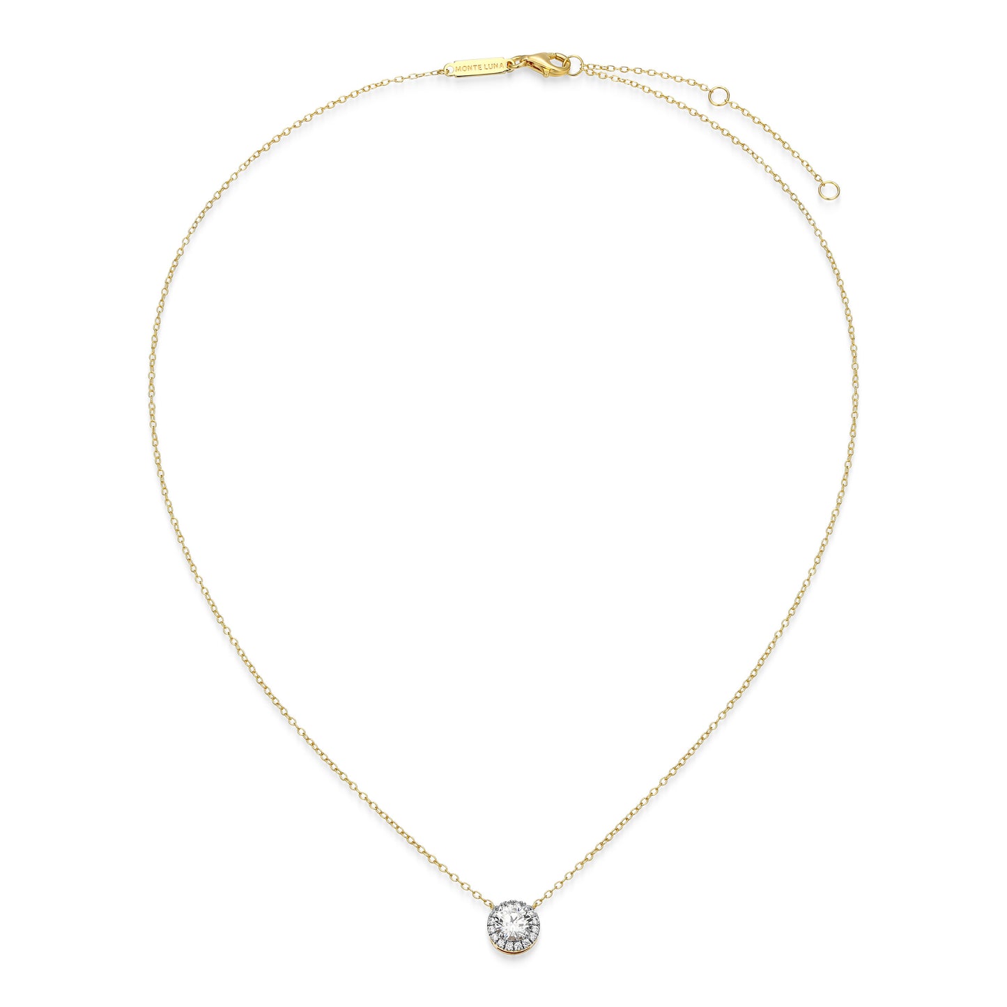 MN0147Y - Halo Stud Necklace | Monte Luna