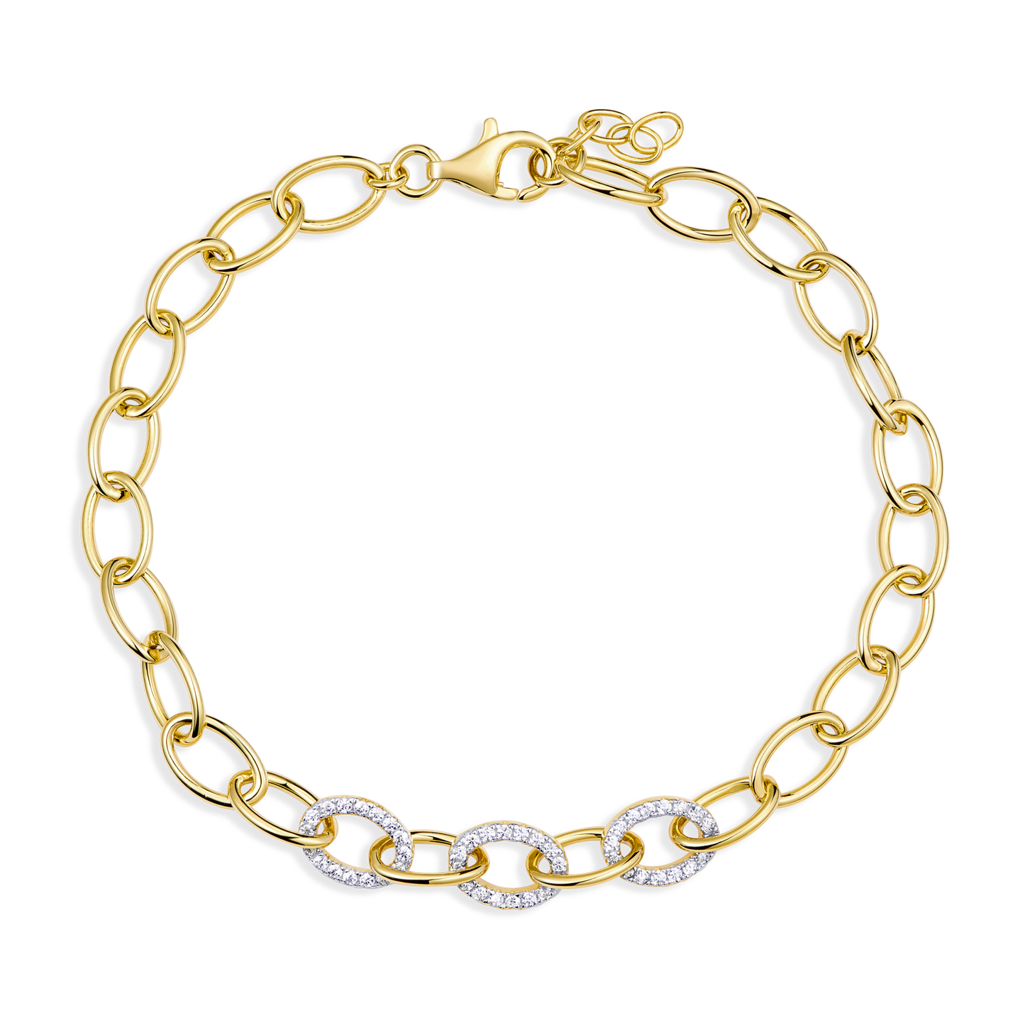 Pave Oval Link Bracelet in 14K Yellow Gold-Plated Sterling Silver | M by Monte Luna