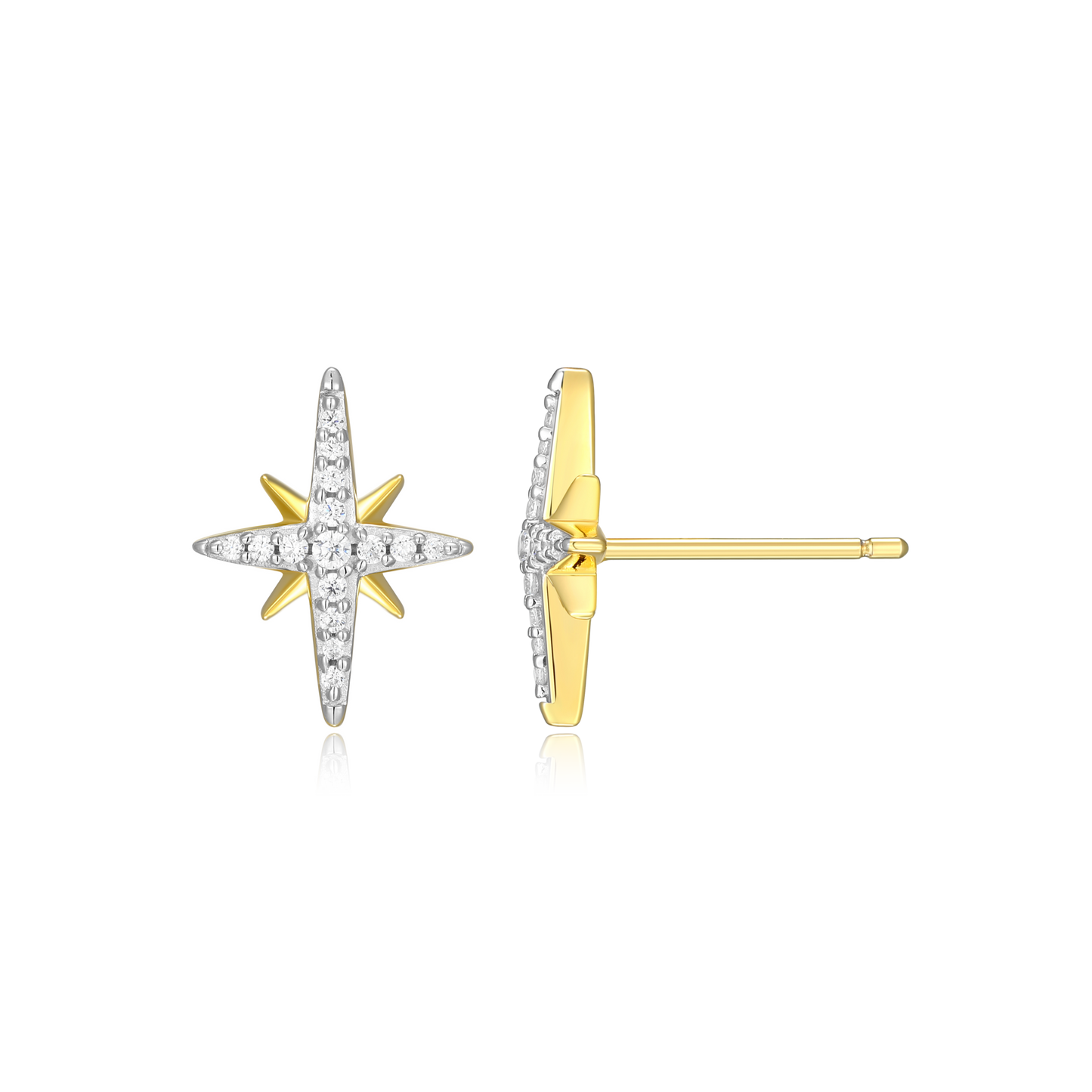 Cardinal Points Stud Earrings in 14K Yellow Gold-Plated Sterling Silver | M by Monte Luna