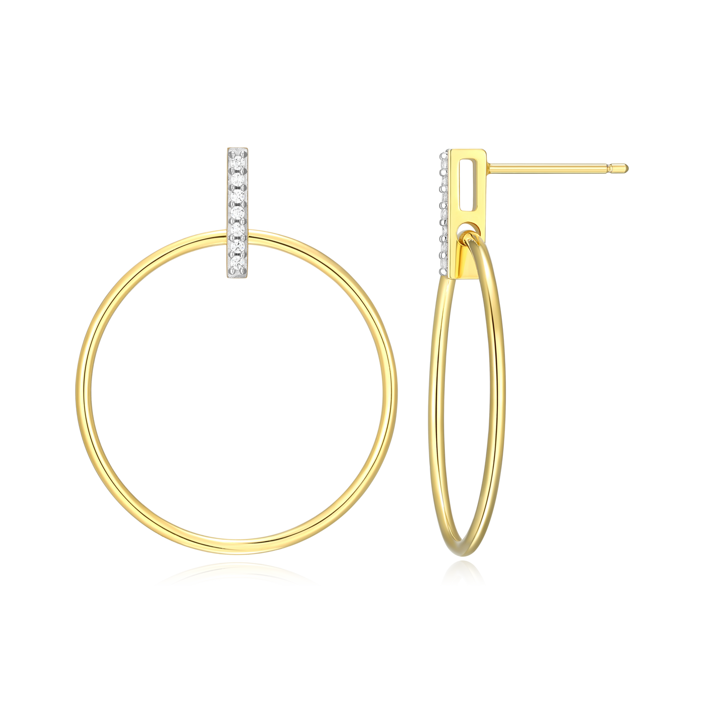 Front Hoop Stud Earrings in 14K Yellow Gold-Plated Sterling Silver | M by Monte Luna