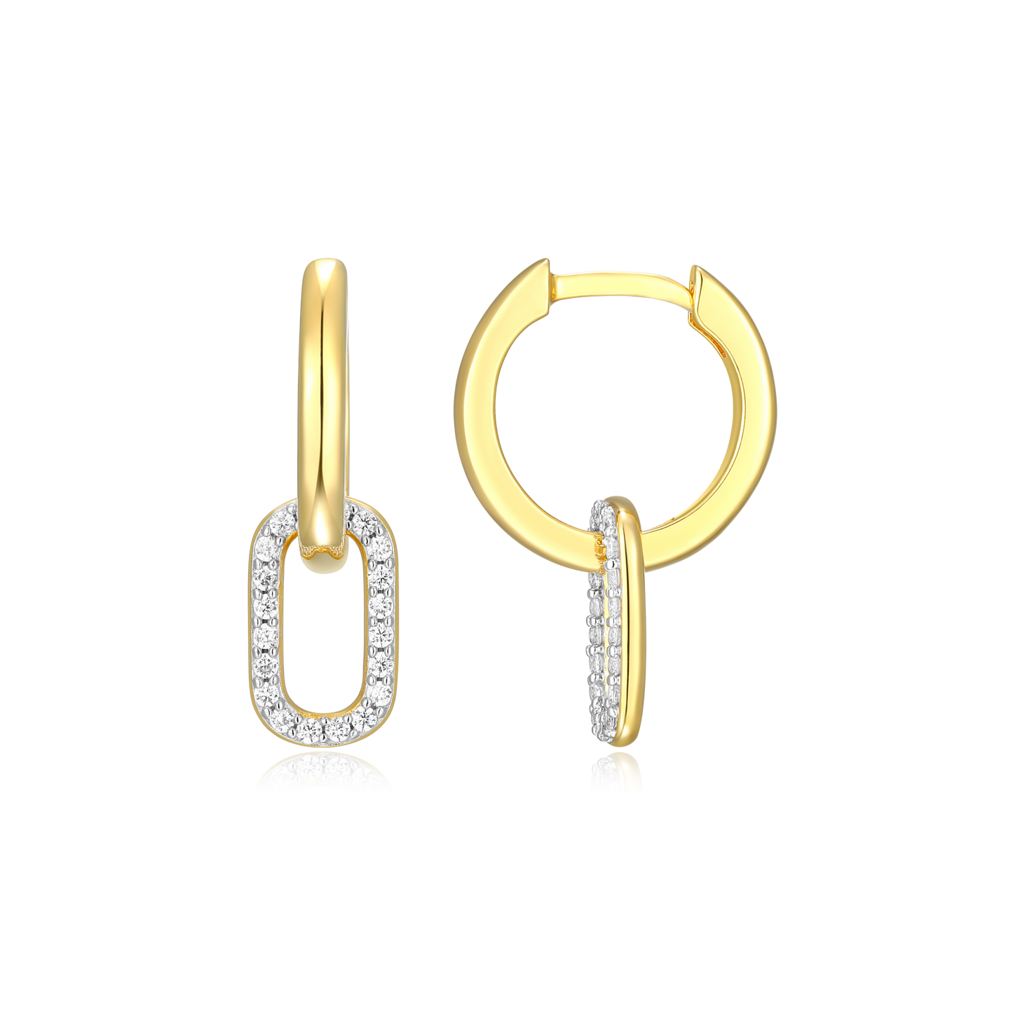 Oval Drop Huggie Earrings in 14K Yellow Gold-Plated Sterling Silver | M by Monte Luna