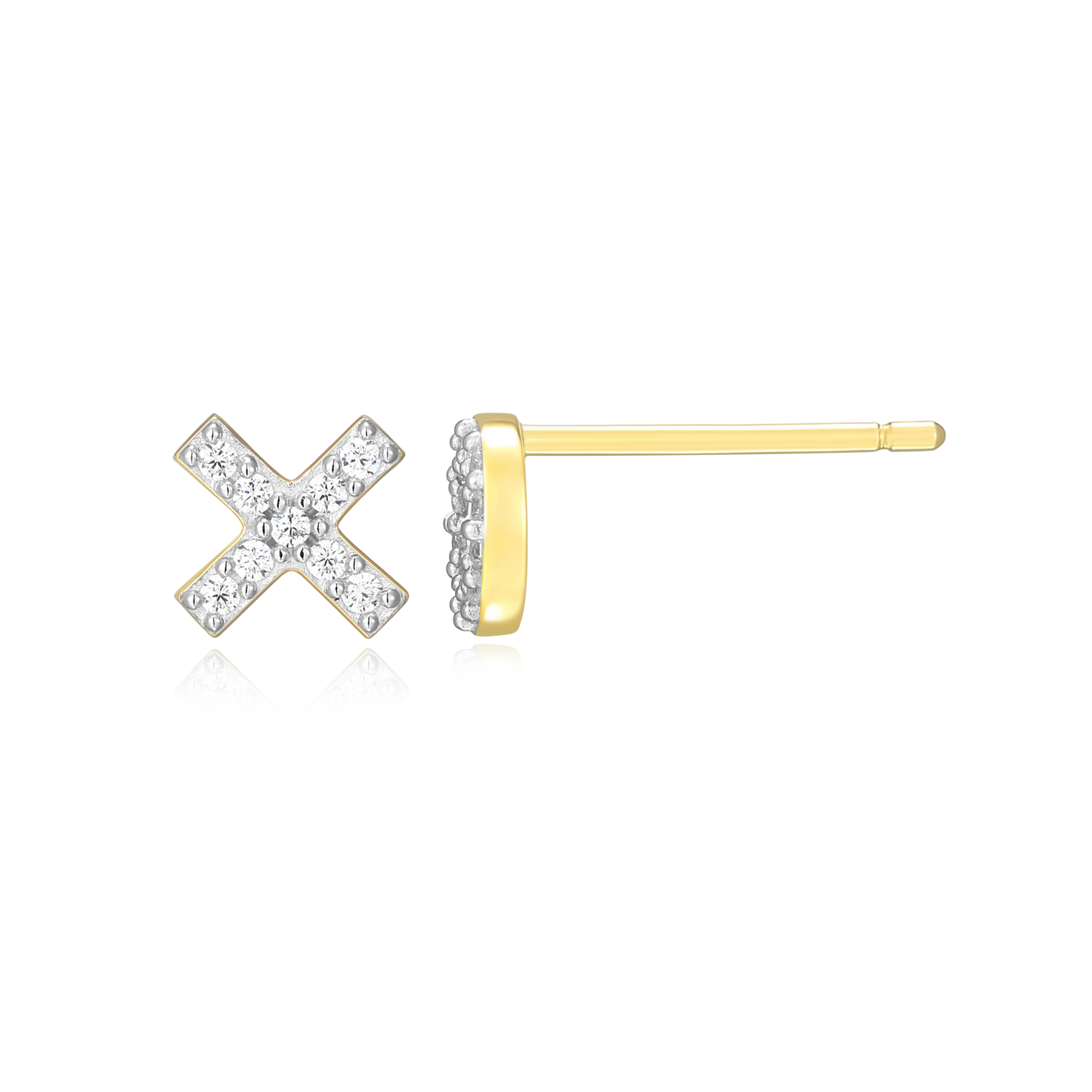 XO Stud Earrings in 14K Yellow Gold-Plated Sterling Silver | M by Monte Luna