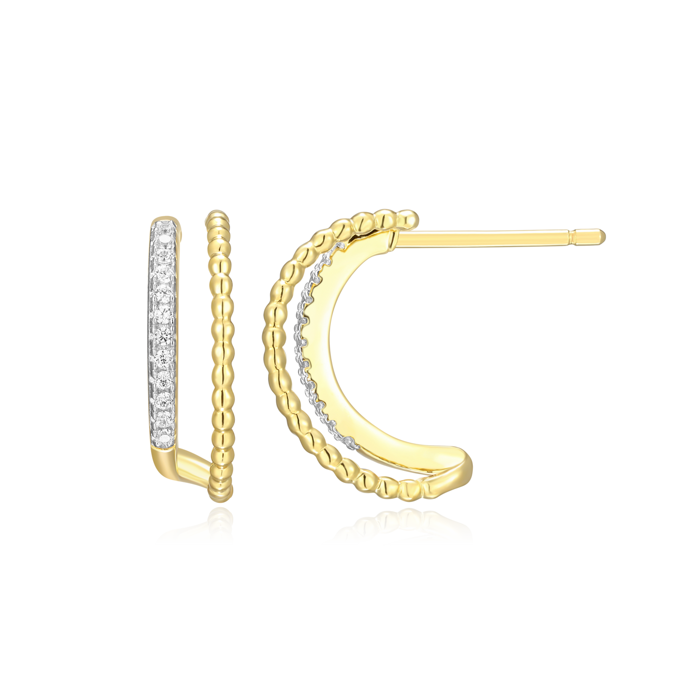 Rope Multi-Hoop Stud Earrings in 14K Yellow Gold-Plated Sterling Silver | M by Monte Luna