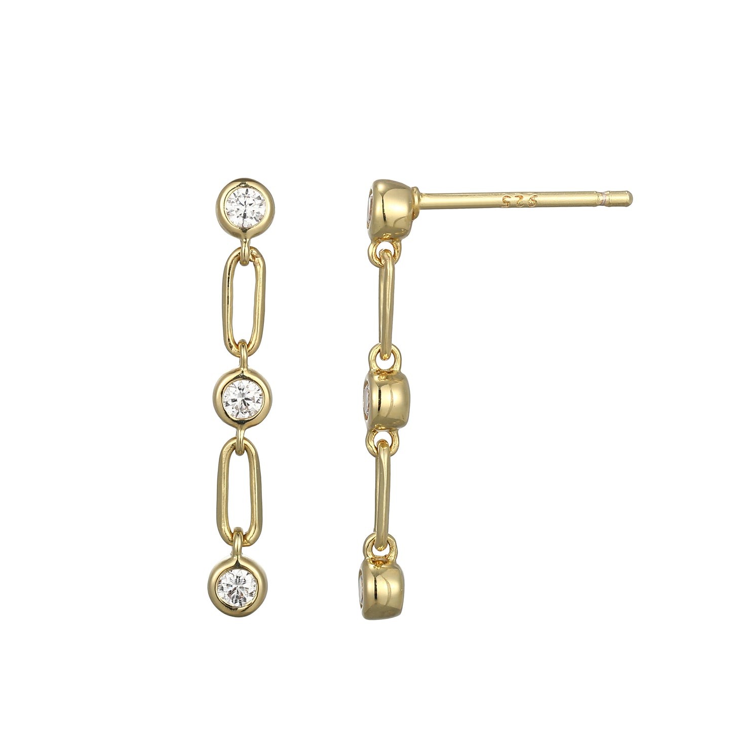 BE0262Y - Trio Bezel-Set Lab-Created Diamond Drop Earrings | m by monte luna