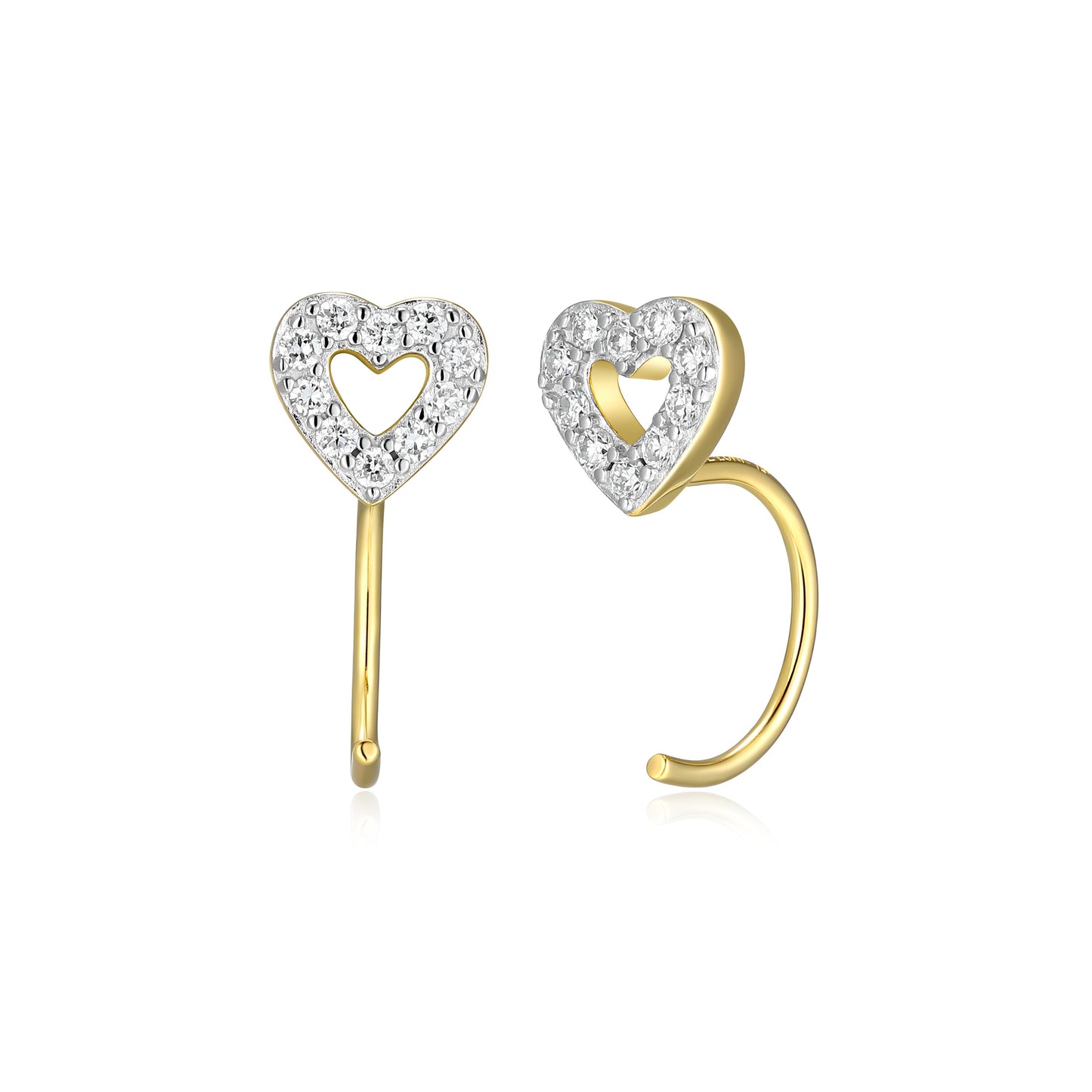 BE0315Y - Pavé Heart Curved Post Earrings | m by monte luna