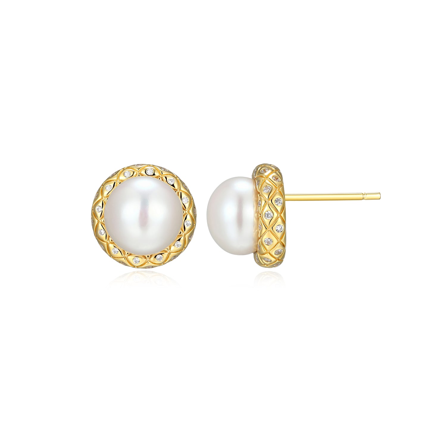 CE0216 - Quilted Freshwater Pearl Stud Earrings | Paris 1901