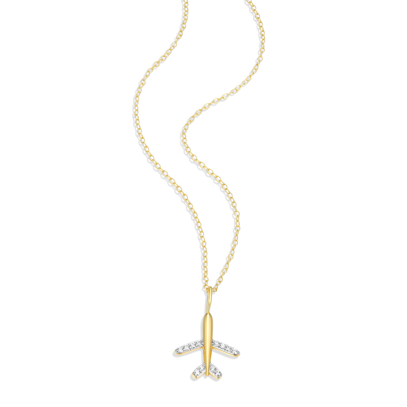 Airplane Pendant Necklace in 14K Yellow Gold-Plated Sterling Silver | M by Monte Luna