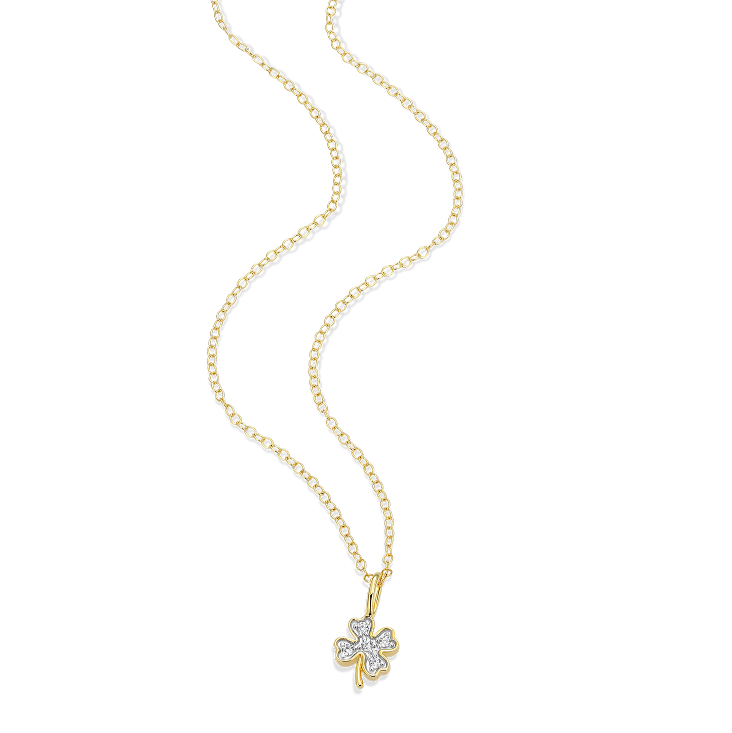 Lucky Clover Lab-Created Diamond Pendant Necklace in 14K Gold & Rhodium-Plated Sterling Silver | M by Monte Luna