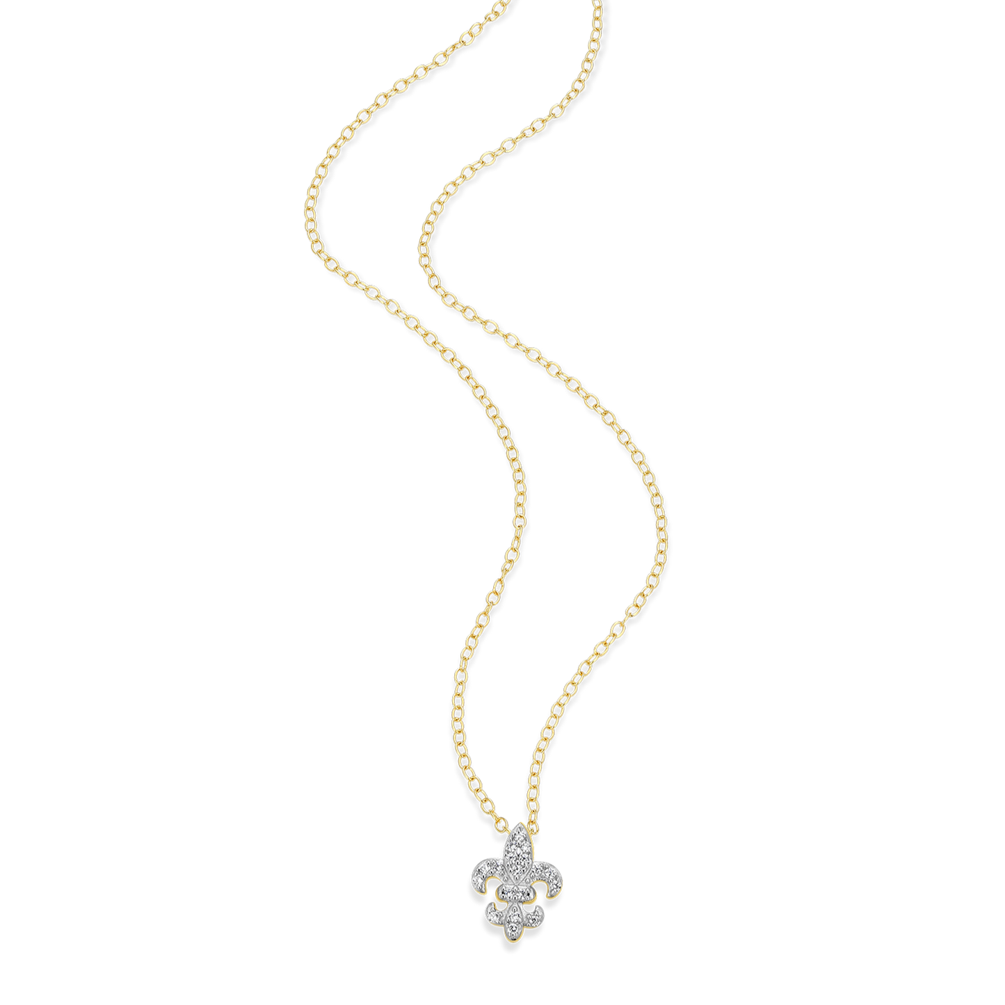 Fleur de Lis Lab-Created Diamond Pendant Necklace in 14K Gold & Rhodium-Plated Sterling Silver | M by Monte Luna