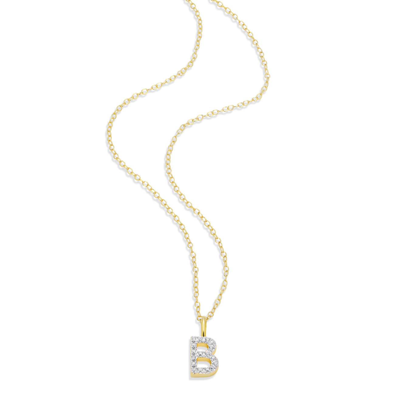Letter "B" Initial Pendant Necklace in 14K Yellow Gold-Plated Sterling Silver | M by Monte Luna