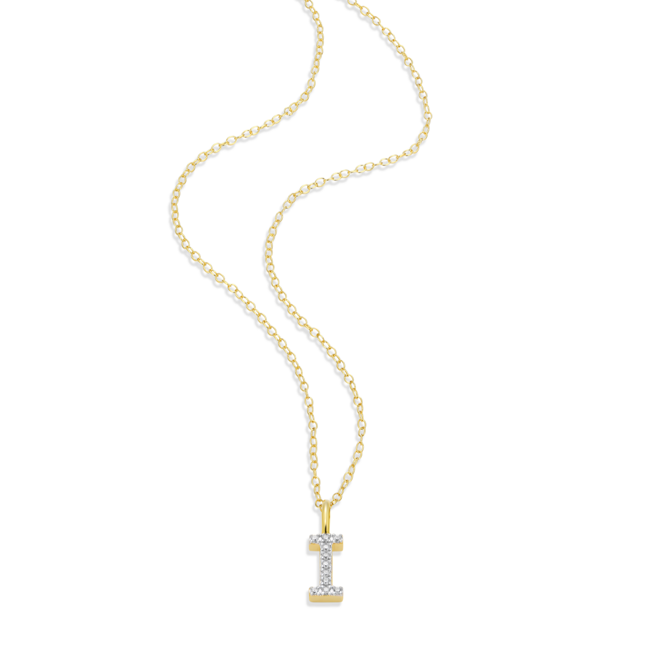 Letter "I" Initial Pendant Necklace in 14K Yellow Gold-Plated Sterling Silver | M by Monte Luna