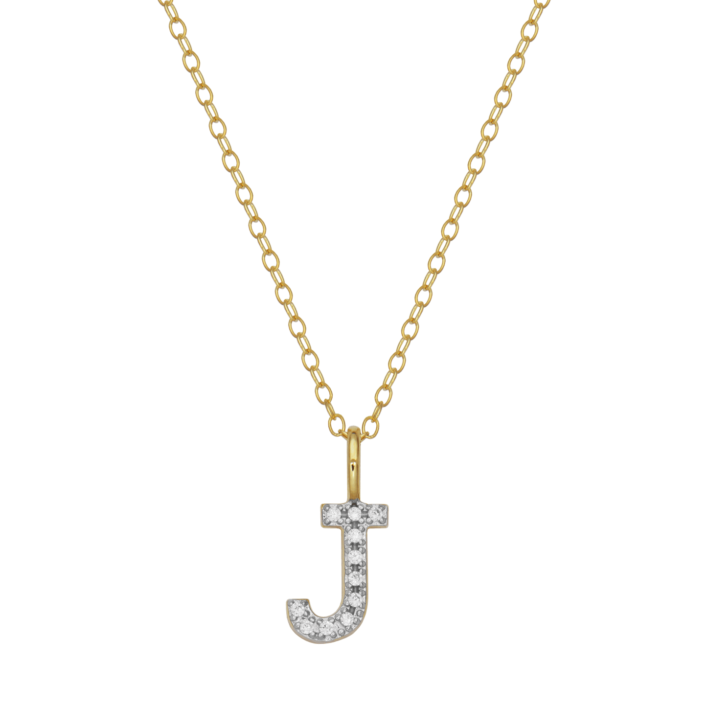 Letter "J" Initial Pendant Necklace in 14K Yellow Gold-Plated Sterling Silver | M by Monte Luna