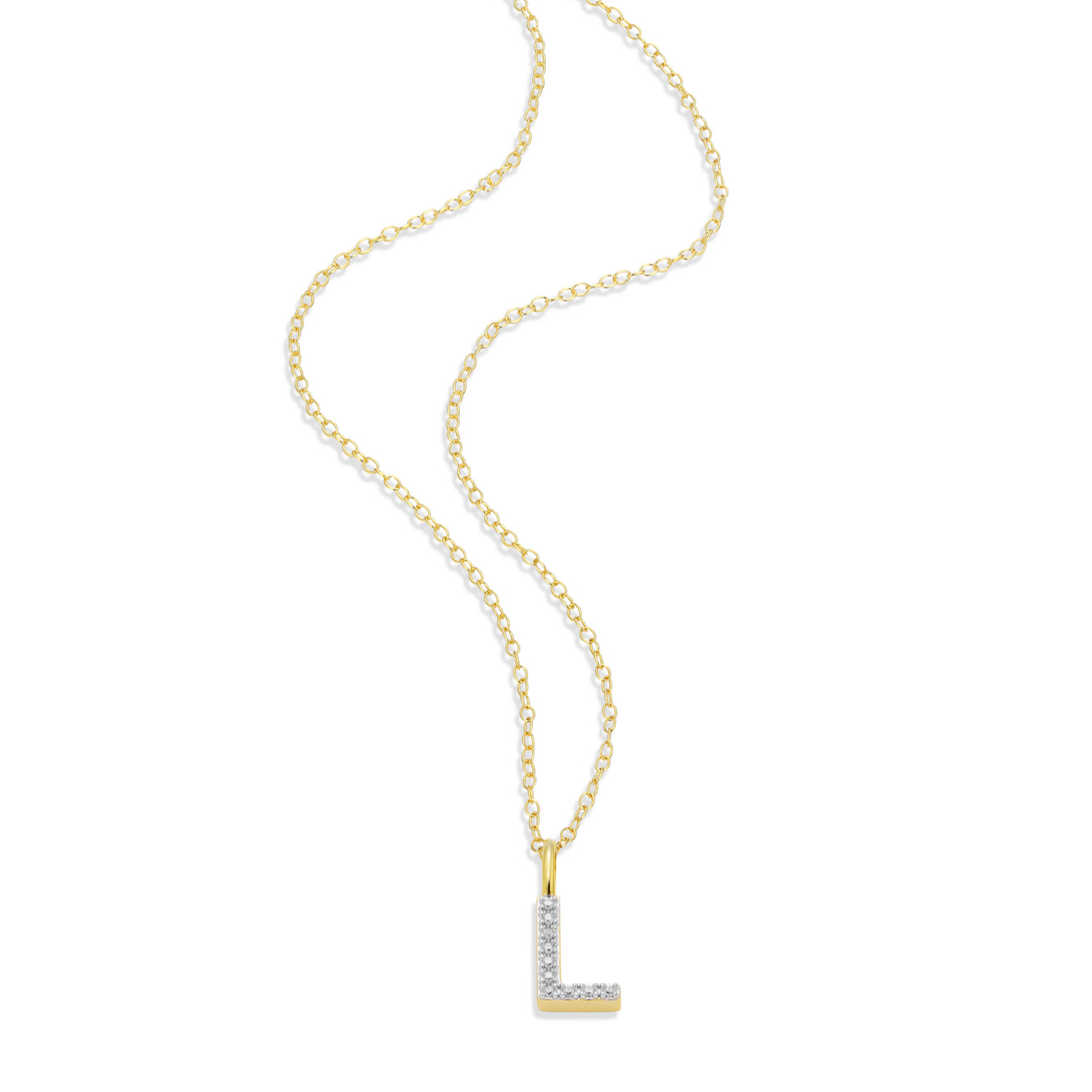 Letter "L" Initial Pendant Necklace in 14K Yellow Gold-Plated Sterling Silver | M by Monte Luna