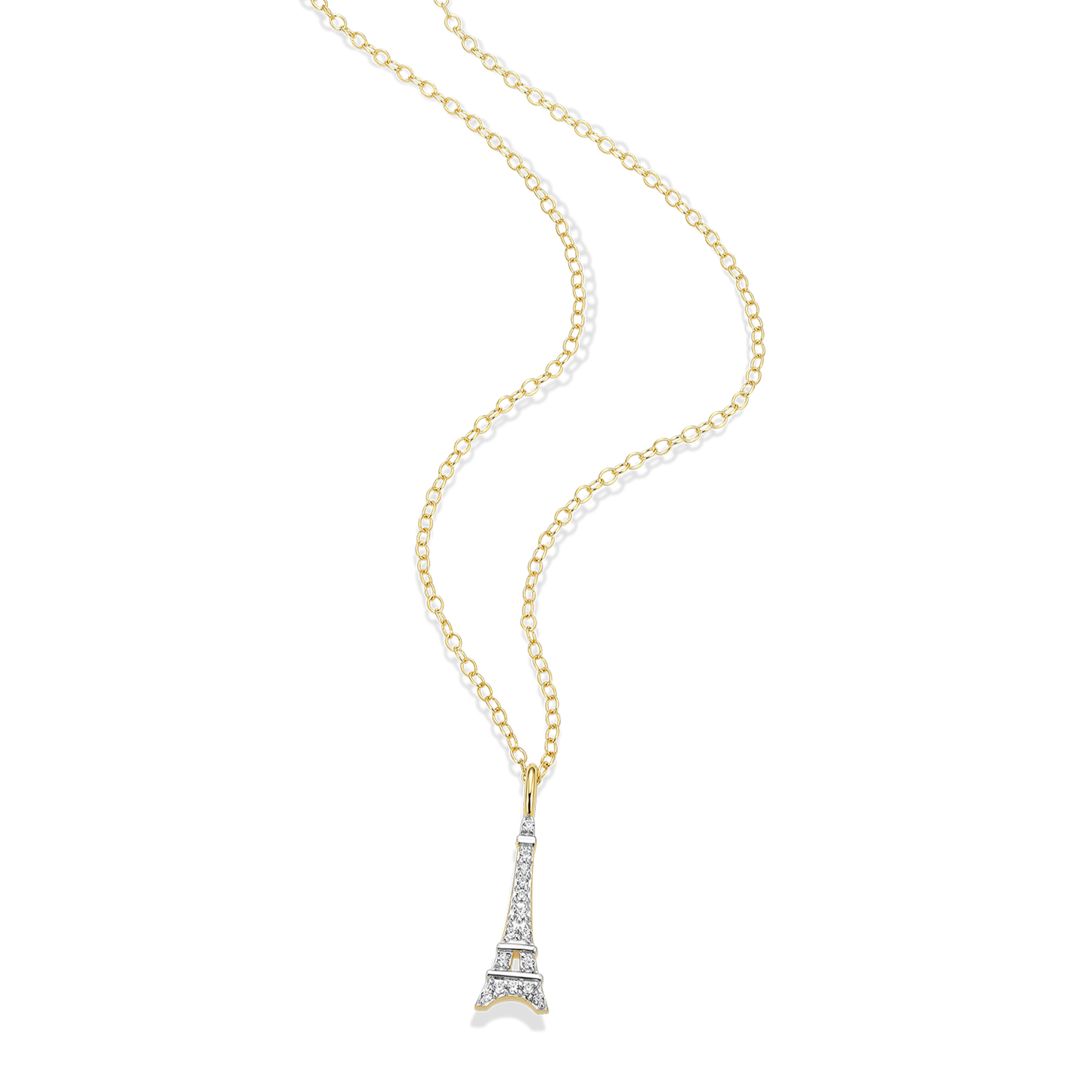 Eiffel Tower Lab-Created Diamond Pendant Necklace in 14K Gold & Rhodium-Plated Sterling Silver | M by Monte Luna