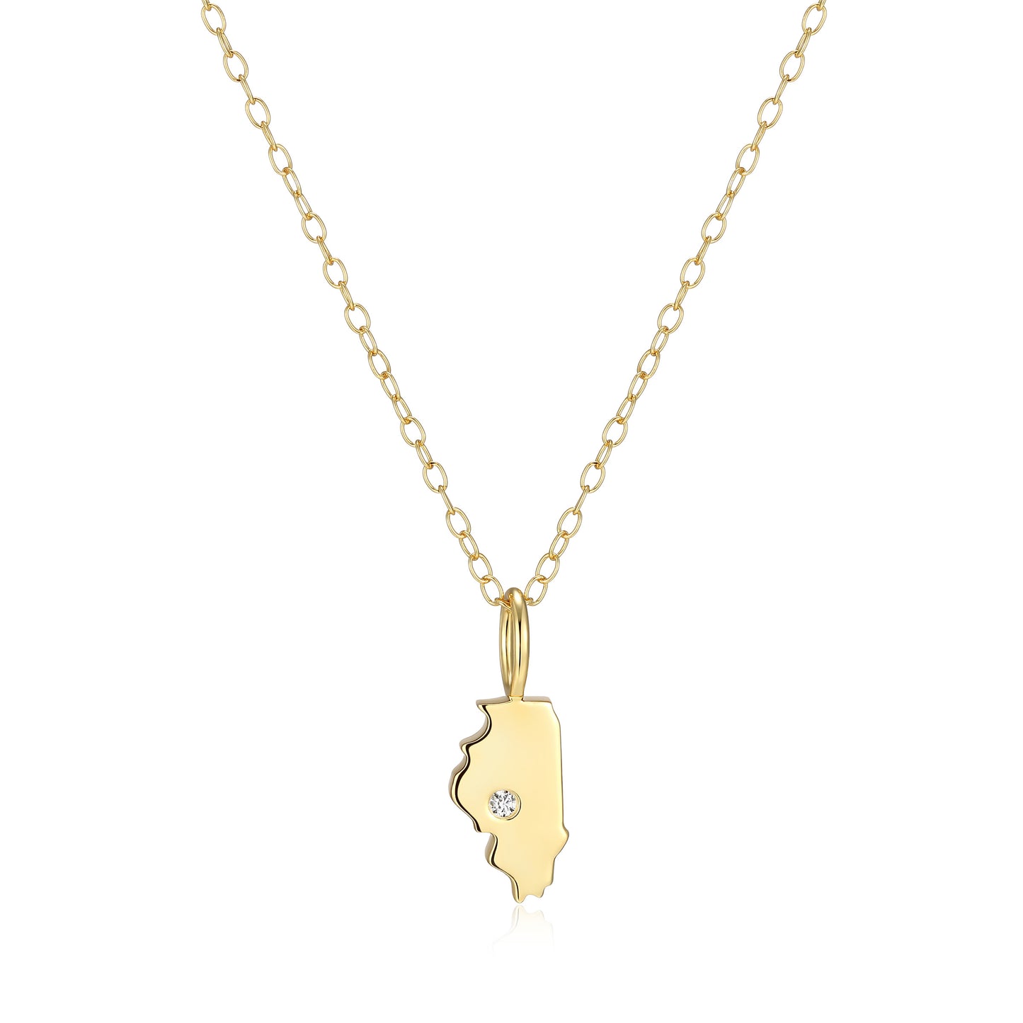 BN0283Y - Illinois State Lab-Created Diamond Pendant Necklace | m by monte luna