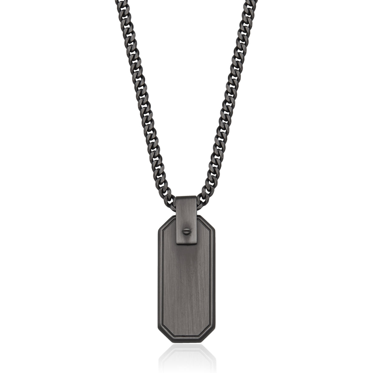 T0XK030422 - Antique Black Dog Tag Necklace | steelx
