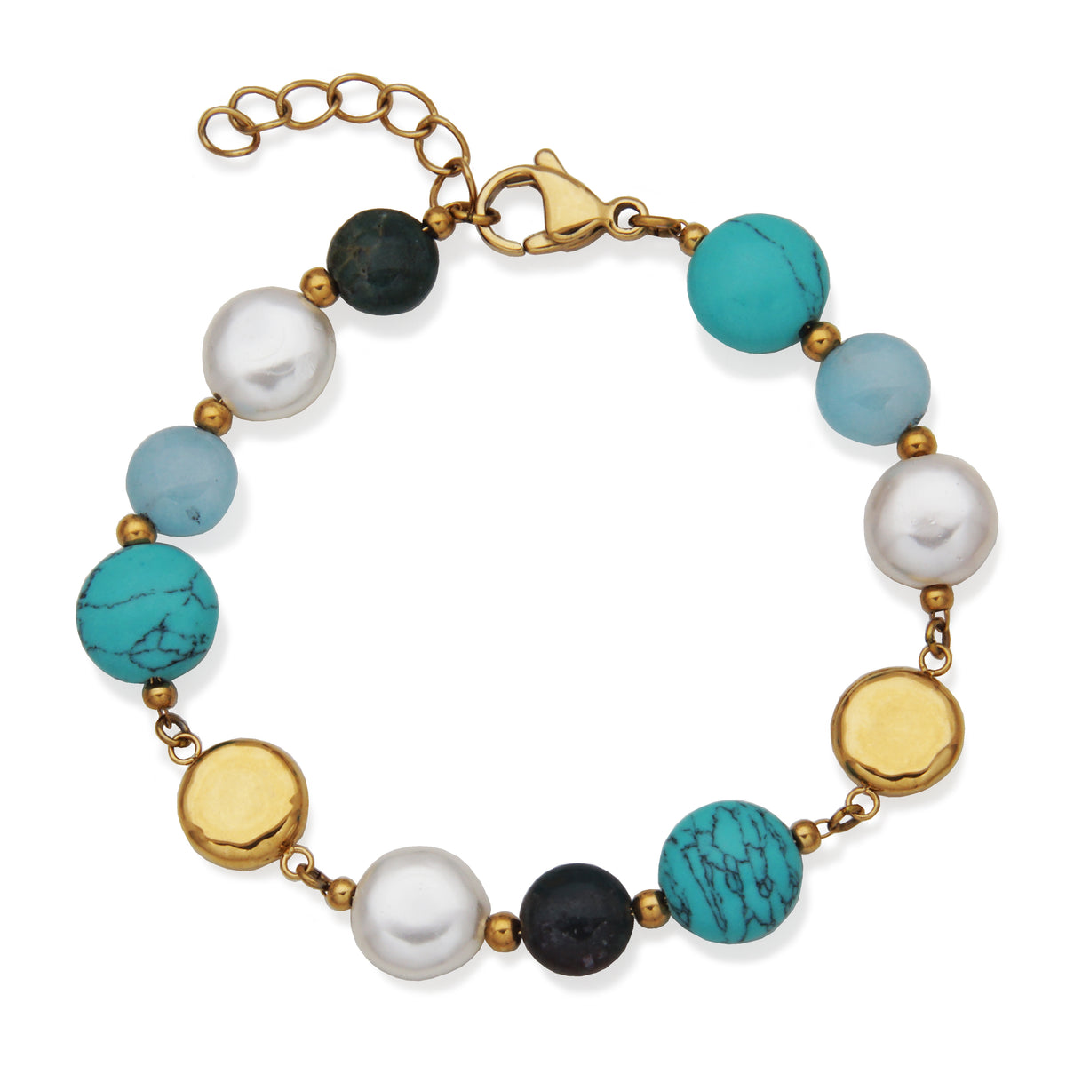 T1XK450268 - Turquoise & Semi-Precious Stone Bracelet | steelx