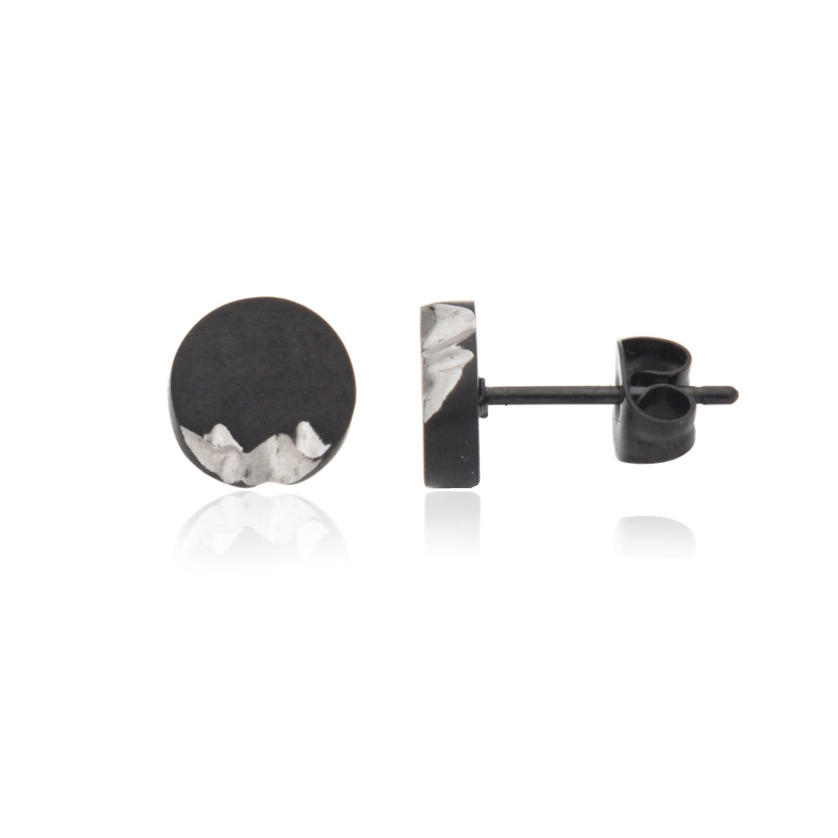 T2XK100400 - Antique Black Round Stud Earrings | steelx