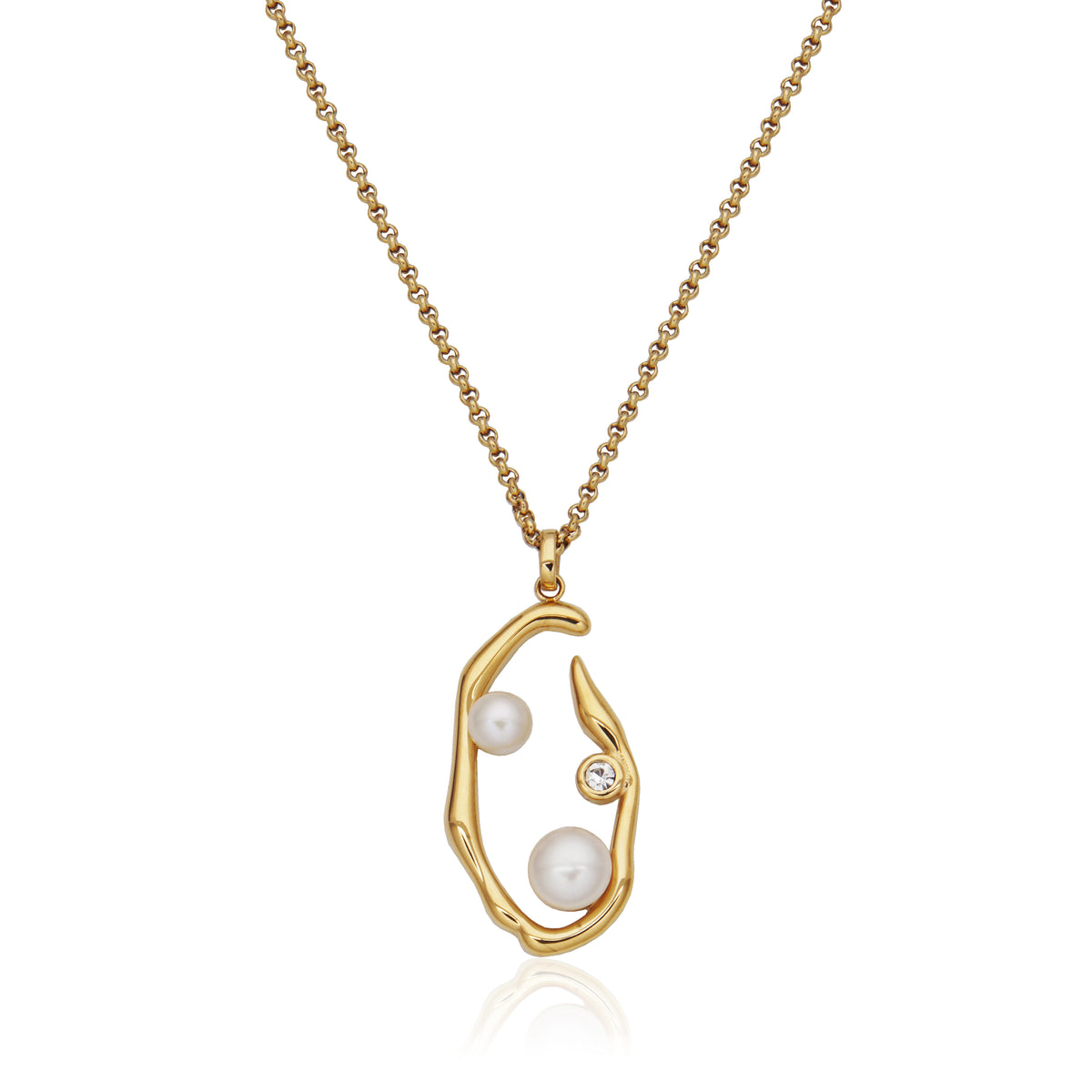 T3XK280220 - Sculpted Oval Freshwater Pearl Pendant Necklace | steelx