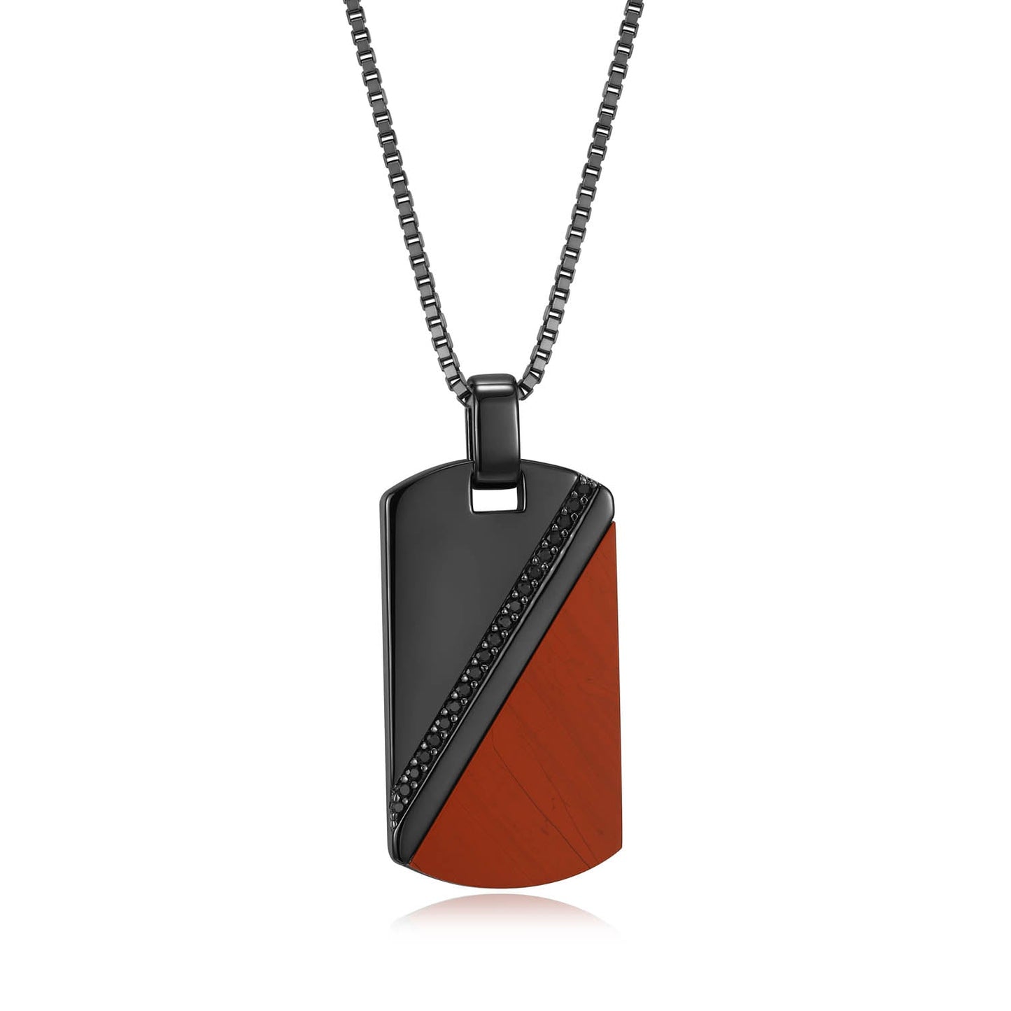 Crimson Gunmetal Finish Sterling Silver Necklace - UN0073 | ethos
